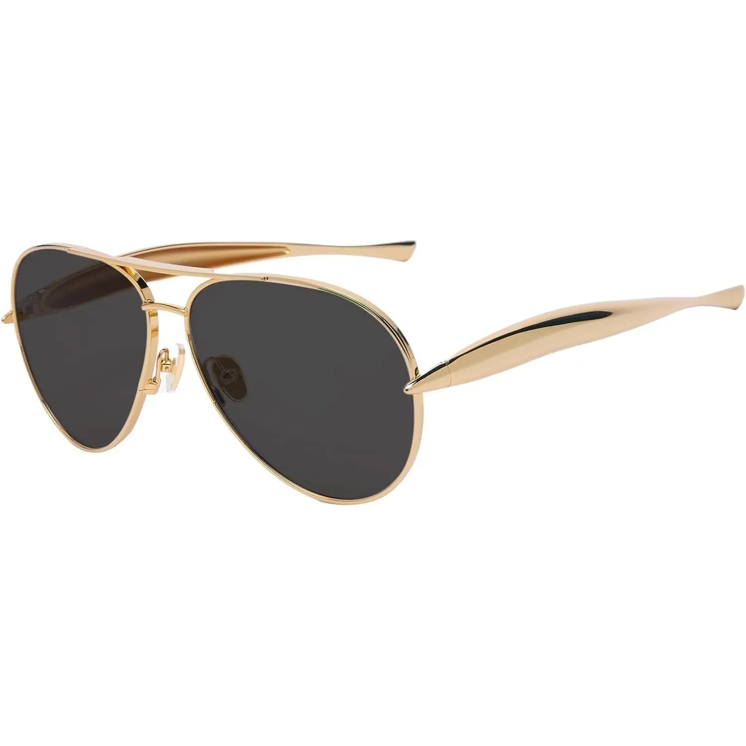 Women's Oversized Aviator Sunglasses - Retro 70s-Inspired Full Rim Metal Shades, Gold Streamline Arms, UV400 Protection Lens, Stylish Accessories, Statement Frame Glasses, Polarized for Beach Vacation & Daily Wear