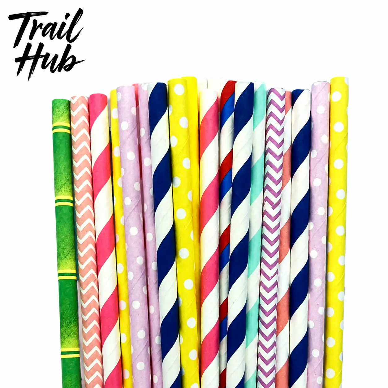 100pc-6*197mm Mixed Color Biodegradable Paper Straws - Vibrant Mix, Food-Safe Compostable Bar Utensils for Parties Bars, Cold Beverages & Eco-Conscious Hospitality Use