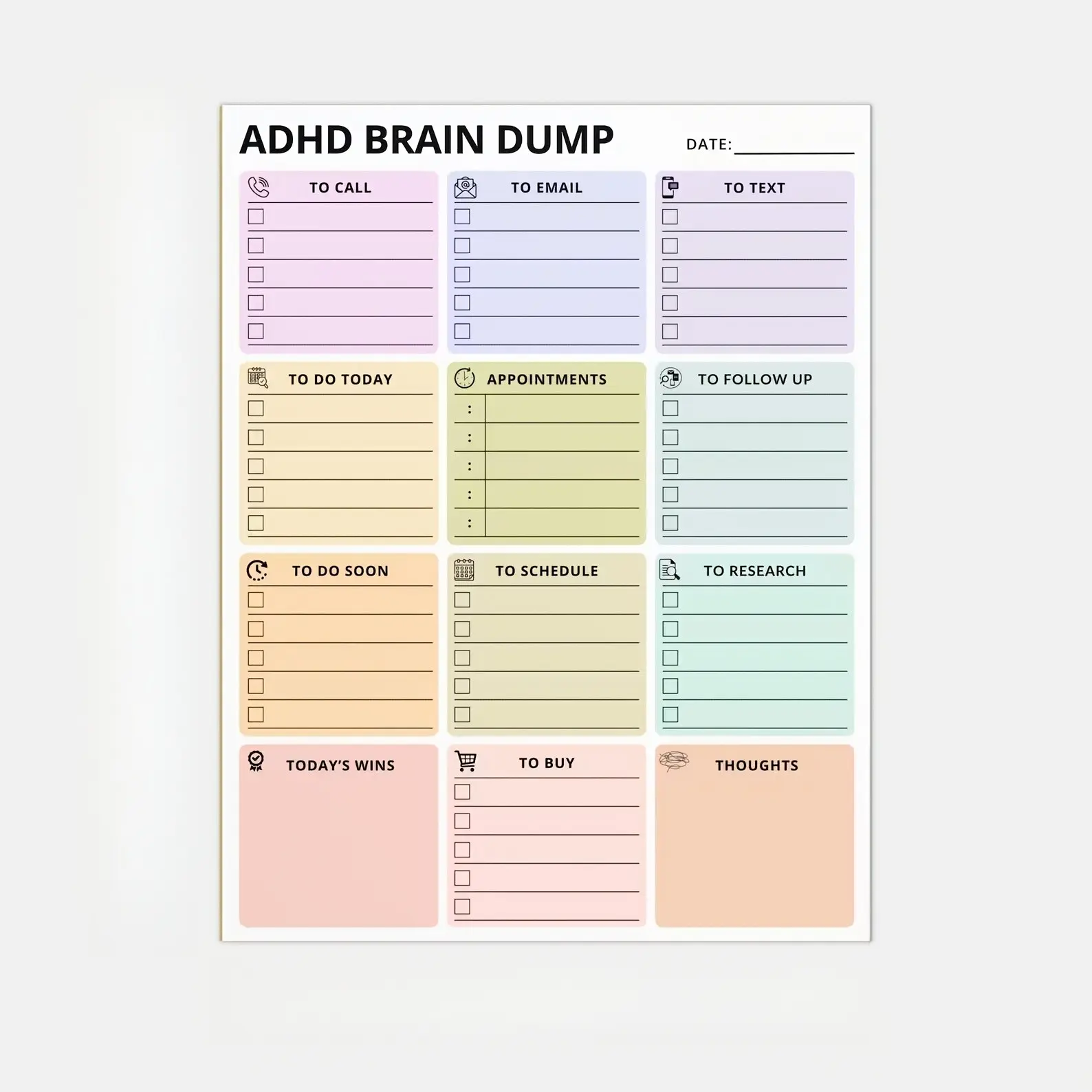 50 Sheets Tear-Off Planner, Macaron Color Brainstorm Organizer, Adhd Planner, Task Classification Notebook, Personal Organizer, Daily Planner, Productivity Planner, Day Planner