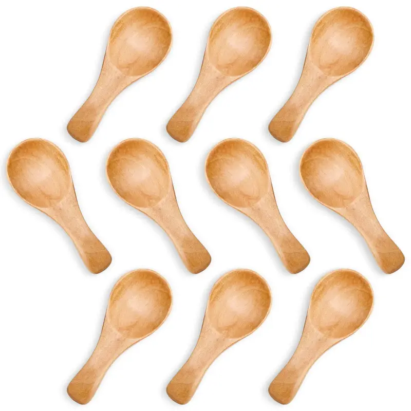 3-in Small Wooden Spoon - Engravable Camping Spoons for Adults, Multi-Purpose Kitchen Cutlery for Ice Cream, Honey, Durable Reusable Safe Quality Utensil, Engravable Spoons