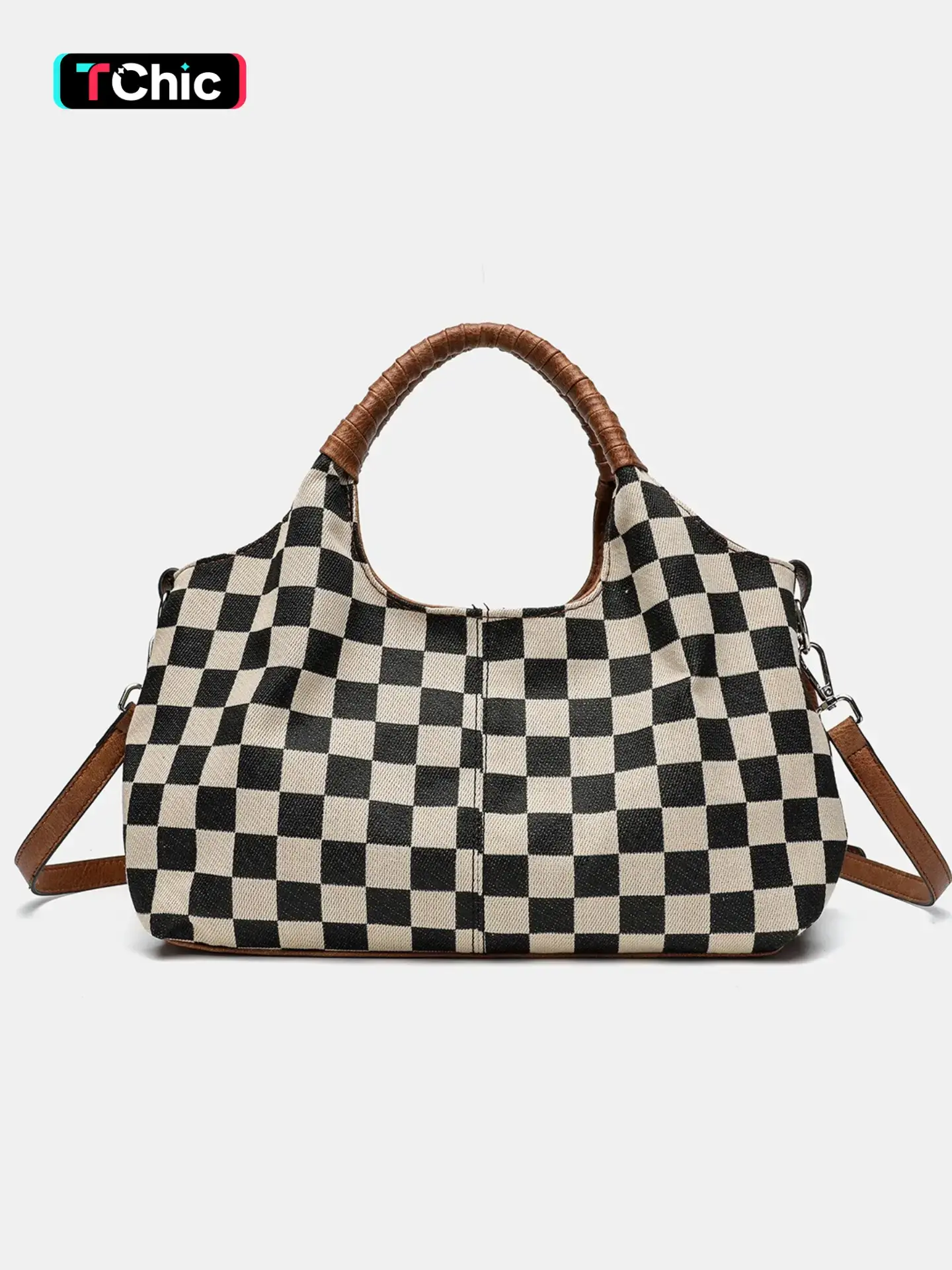 Large Capacity Checkered Purses for Women with Detachable Satchel Strap, Fashion Cute Crossbody Bag, Casual Shoulder Purse, Ladies Handbags, Tote Hobo Bags with Top Handle