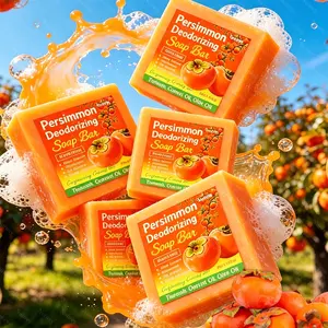 5pcs Persimmon Essence Soap,48 hour odor control,Multi functional soap Product for Cleansing The Face,Body, Hands,It Quickly Eliminates Body Odor,Deeply Cleanses,Controls Oil,Smooths And Refines The Skin, And Provides Moisturizing Care,Summer odor contro