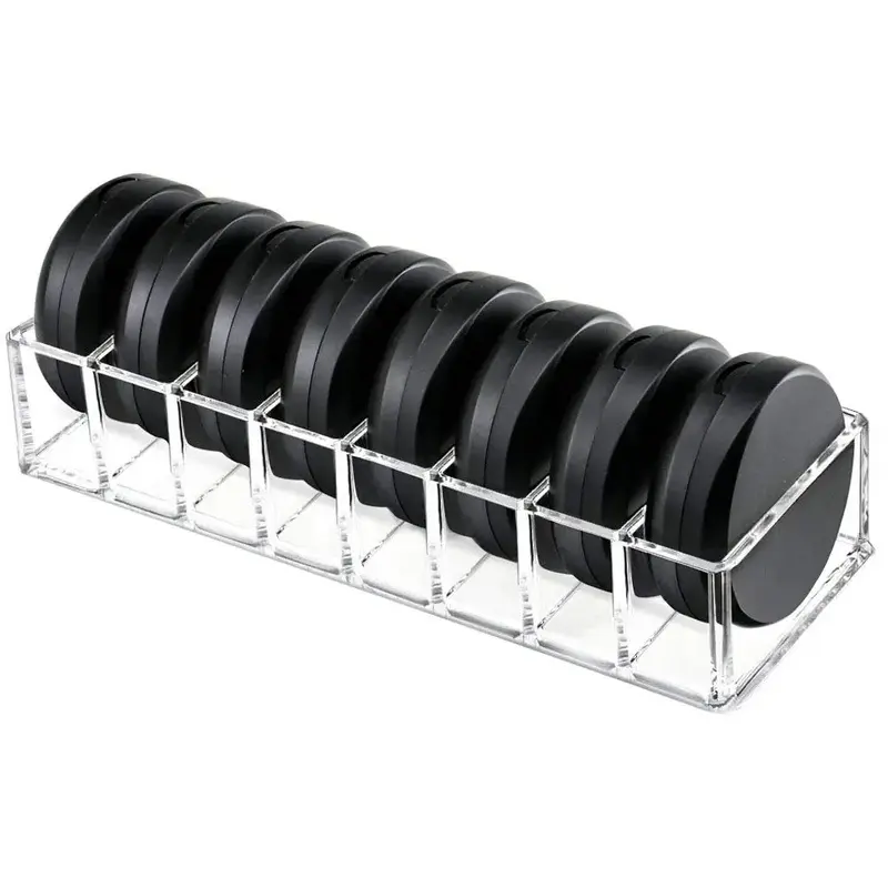 Clear Acrylic Compact Organizer, Blushes Highlighters Eyeshadow Powder Makeup Organizer Holder for Vanity, 8 Slots Racks