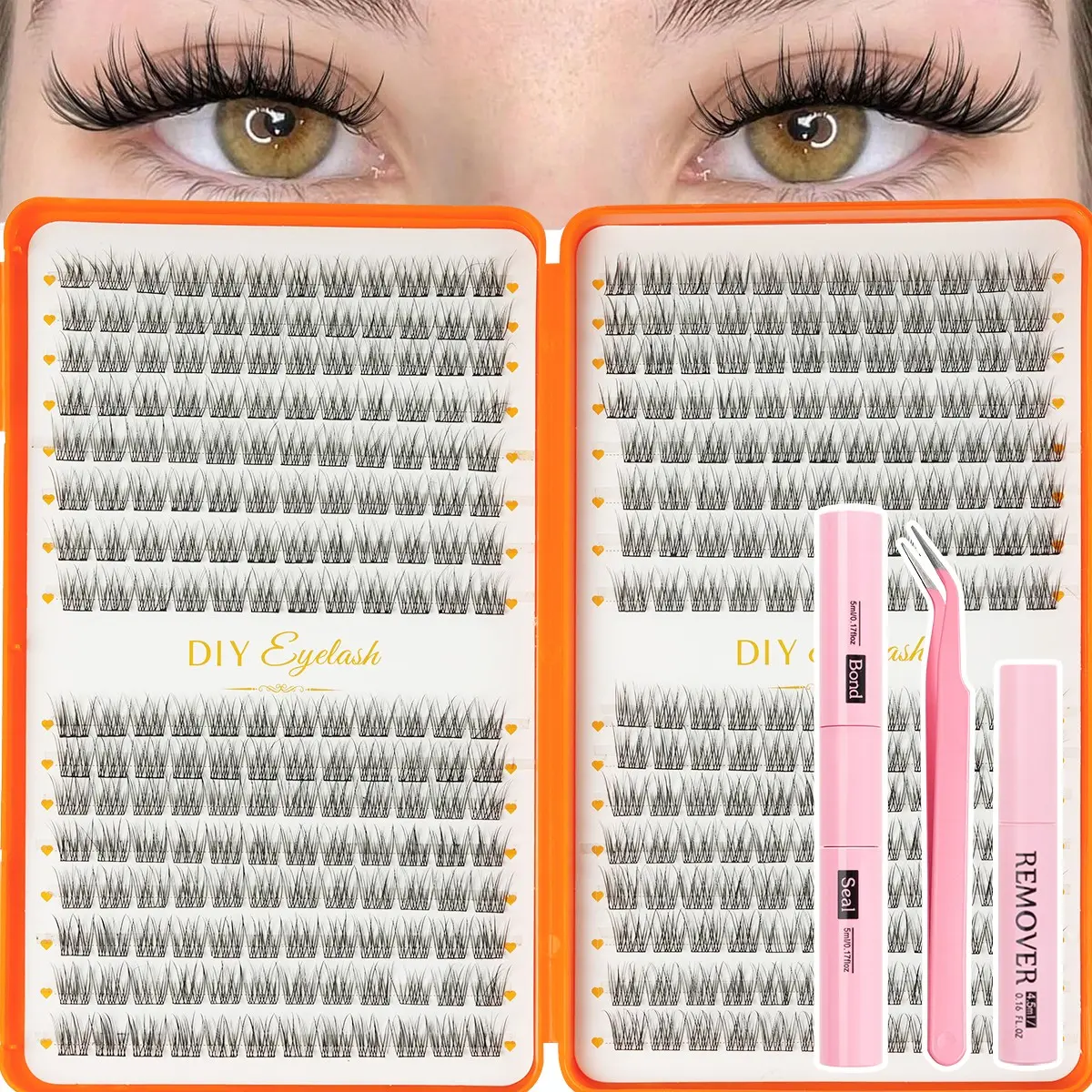 384pcs DIY Lash Extension Kit, Natural Look, Lightweight Fine Effect, Includes False Lashes, Bond&Seal, Remover, Tweezers, Professional & Beginner Friendly, DIY Eyelash Extensions, DIY False Eyelashes