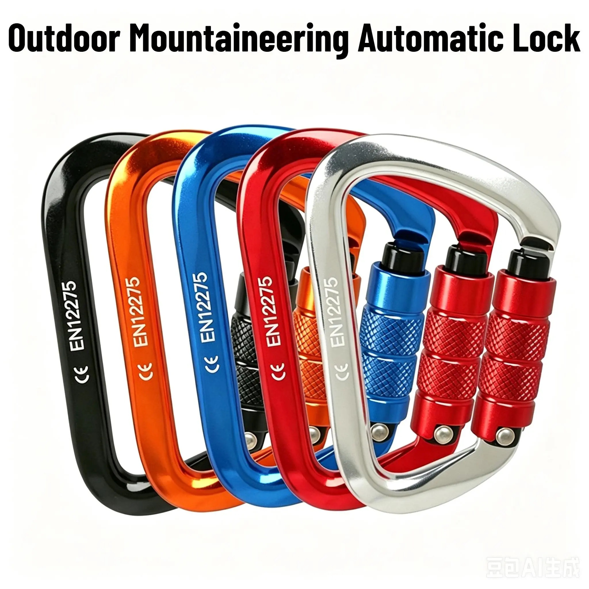 D-Type Metal Carabiner Clip - 25KN Heavy Duty Durable Lightweight Aluminum Alloy Quickdraw, Mountaineering Gear for Outdoor Rescue