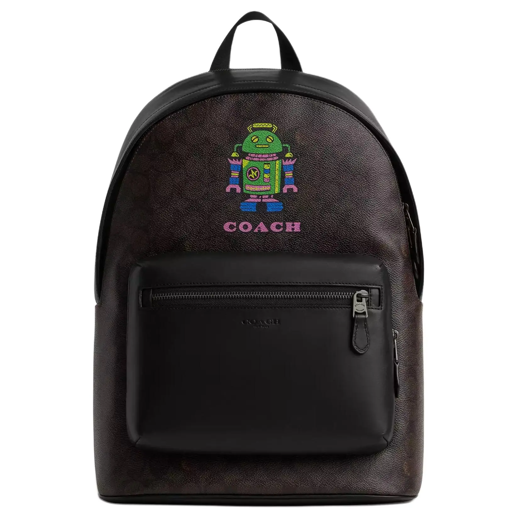 COACH Cosmic Coach 32 Backpack for Women – Robot-Print Coated Canvas, Walnut Multicolor