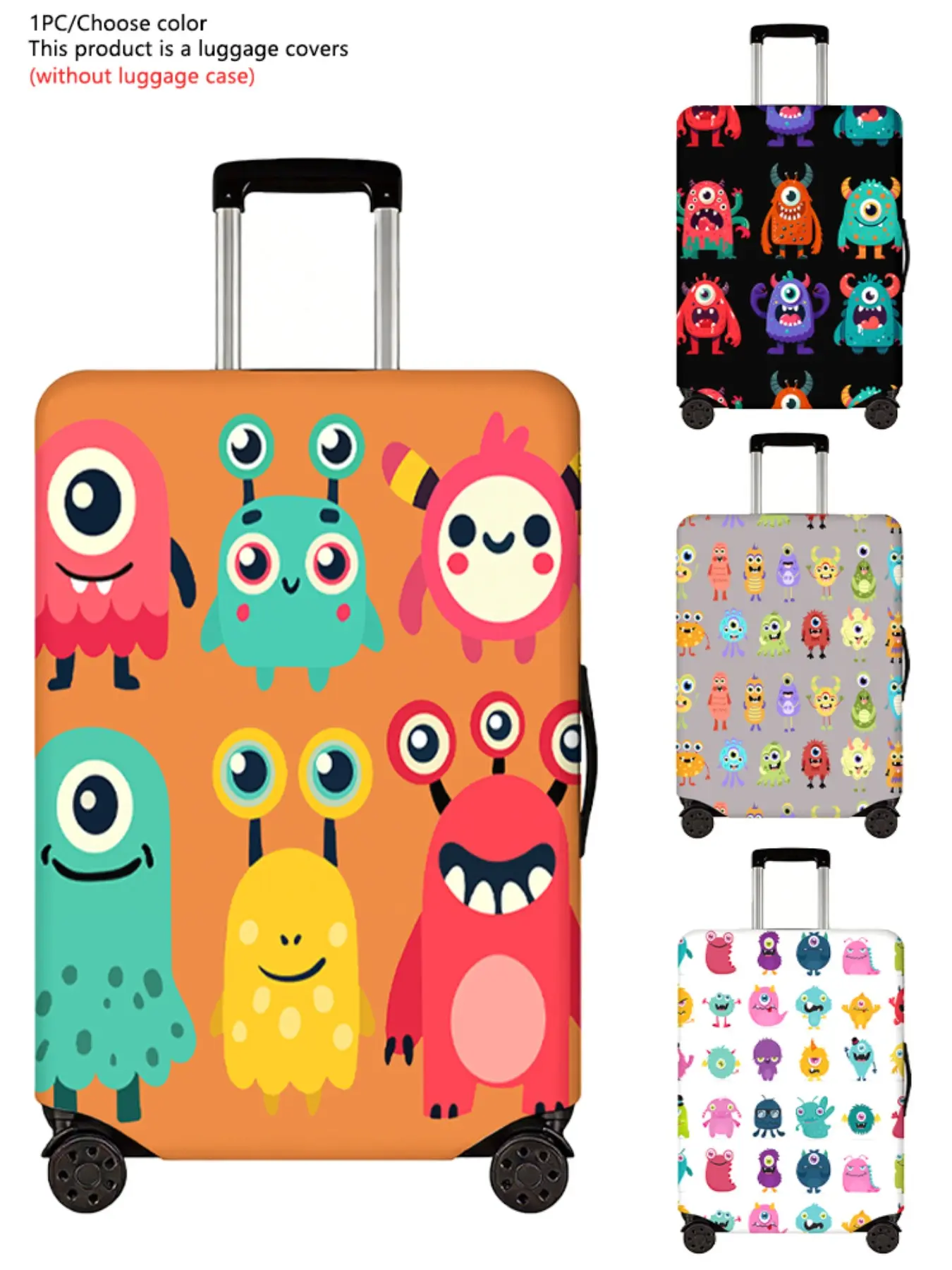 Cute Monster Cartoon Luggage Protector, Thick Dust Cover, Durable Elastic Material, Fits 18-32 Inch Luggage, Travel Essential Accessory, Luggage Covers