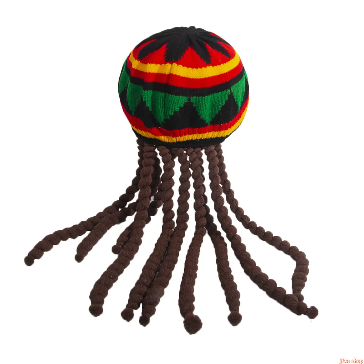 Unisex Wool Blend Dreadlock Knit Beret Cap - Rainbow Braids, Jamaican Style, One Size, Soft Breathable Lightweight Warm, Festival Outfits Outdoor Accessory, US Design Gift (Sports & Outdoor Essentials)