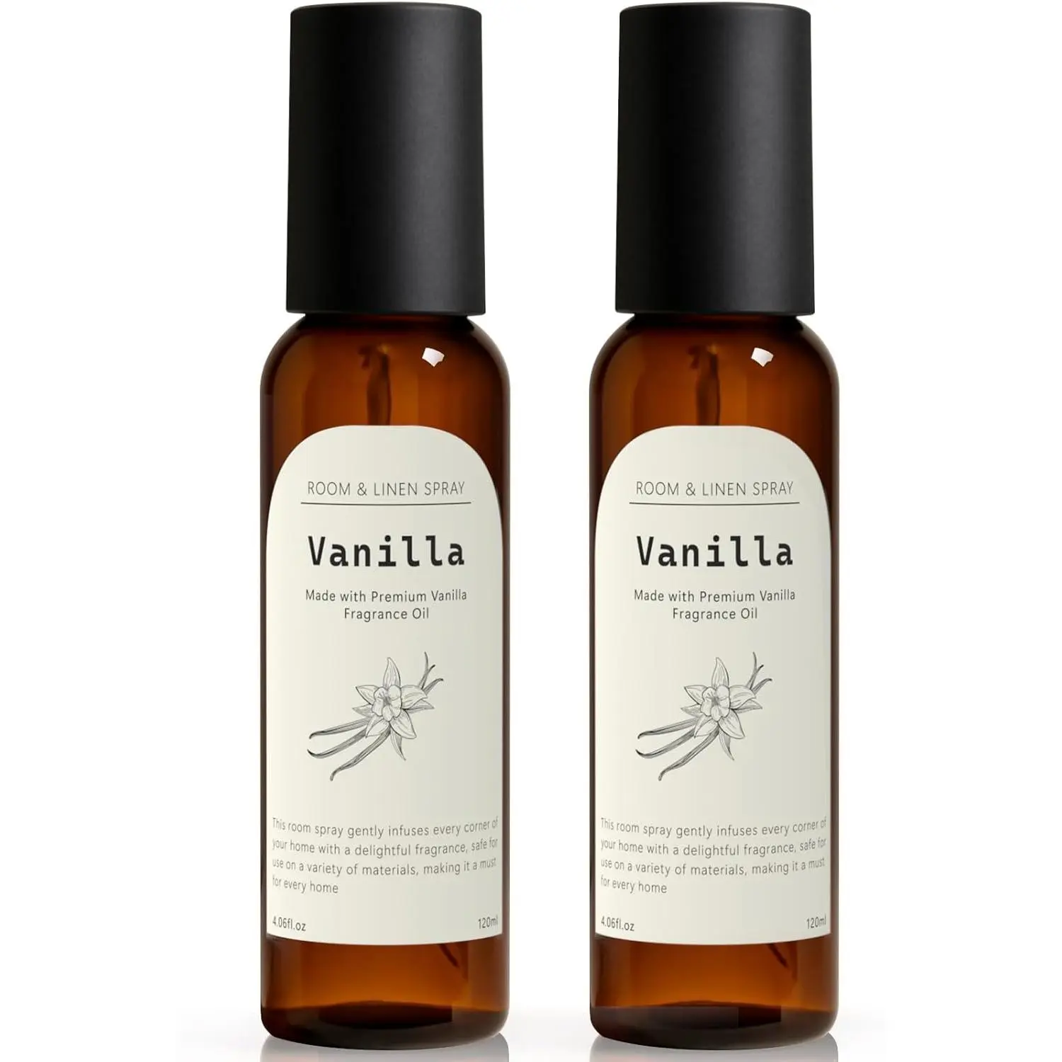 Vanilla Fragrance Room Spray, Long-Lasting Room Freshener for Home, Bathroom and Kitchen, Air Freshener Spray, Odor Eliminator, 2 x 4.06 fl oz