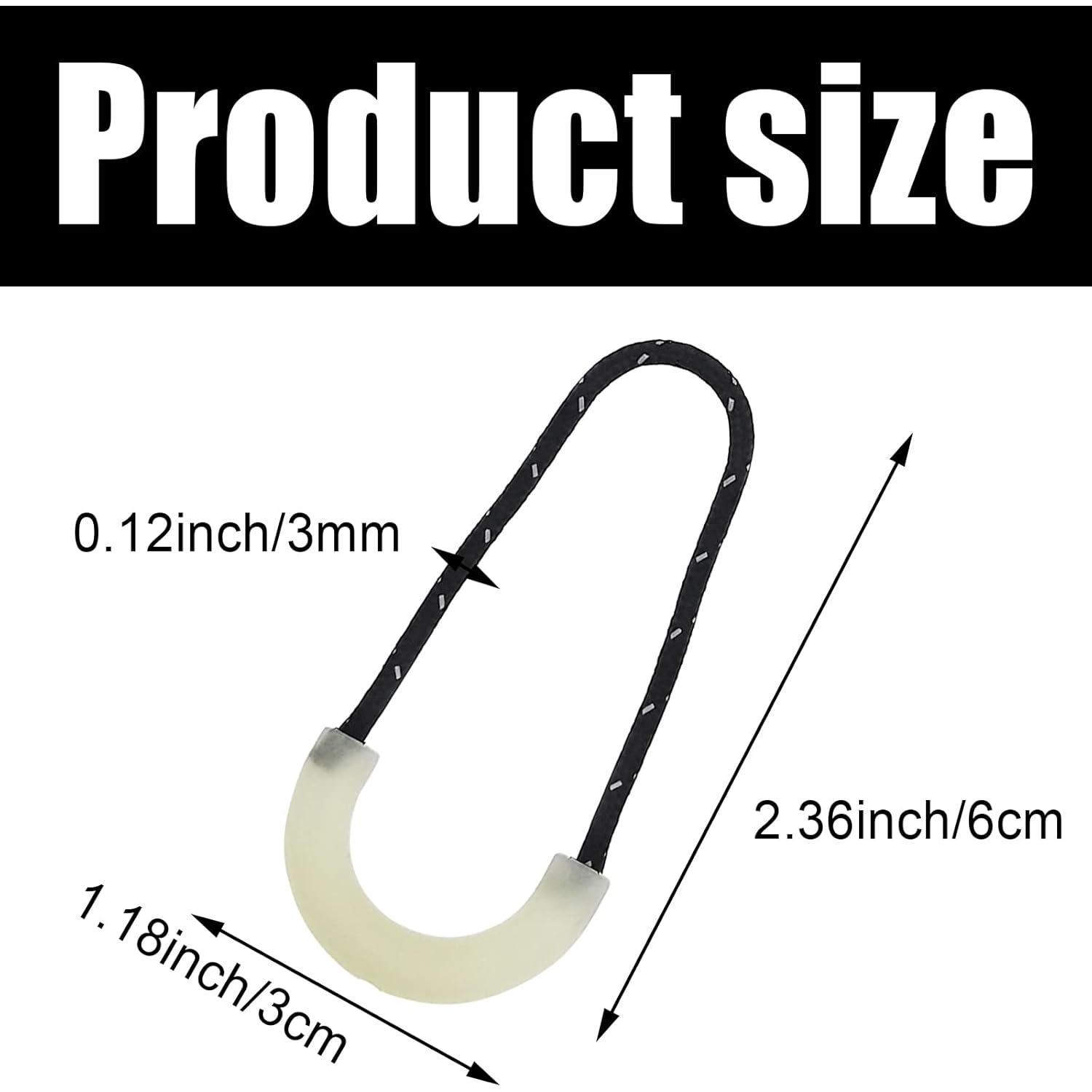20 count Heavy Duty U Shape Nylon Zipper Pulls Zipper Tags Zipper Extension Replacement for Cord, Backpacks, Jackets, Traveling Cases, Luggage, Purses, Handbags (Luminous)