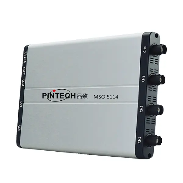 PINTECH MSO5114 PC Oscilloscope 100MHz, Portable Oscilloscopio with 4 Channels, 1GSa/s Sampling Rate, 40M Storage Depth, Slim Digital Tablet Oscilloscope with USB Power Supply
