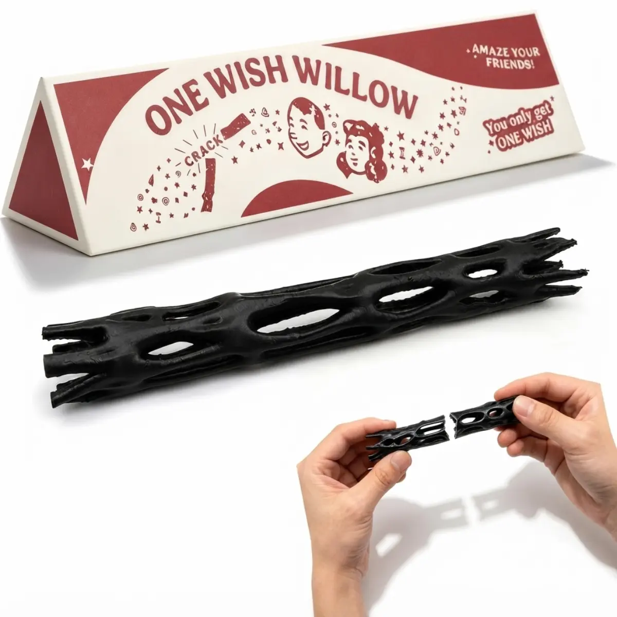 3D Printed Wish Willow Stick with Triangle Box - Breakable Magic Wish Stick, Halloween Aesthetic Quirky Festive Party Fantasy   Ritual   Gift for Adults, Home Festive Party Accessory, Collectible Decoration Prop
