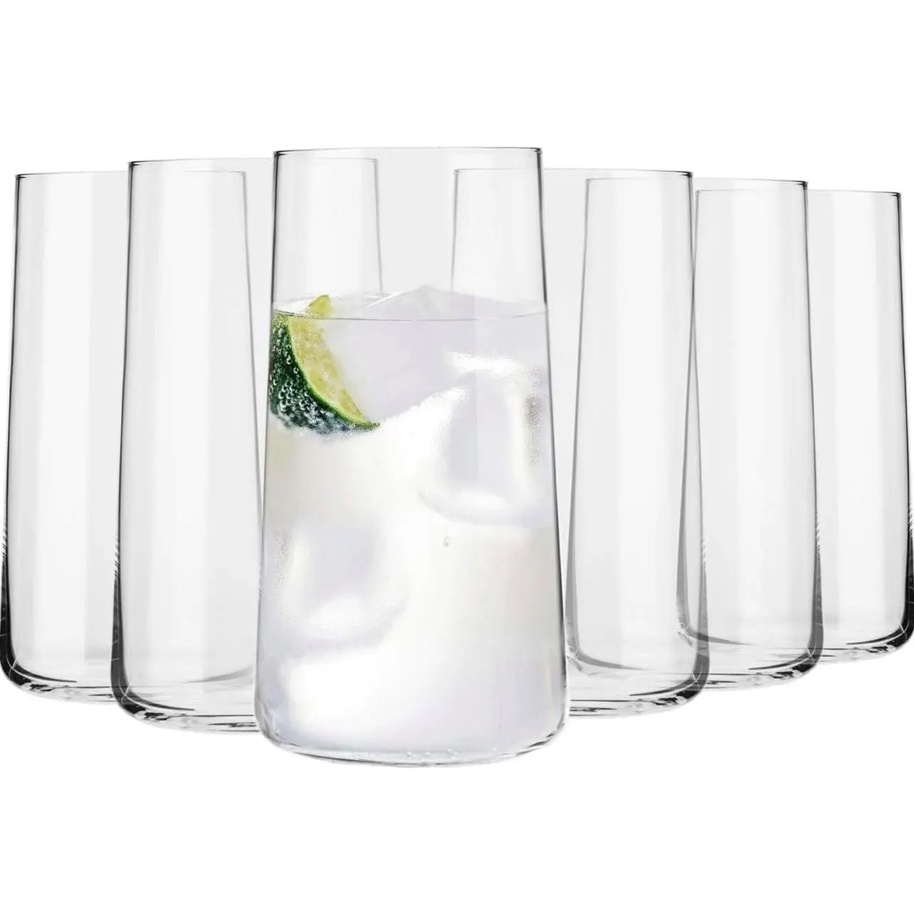 Tall Water Glasses, Set of 6, 18.3 oz, Avant-Garde Collection, Lightweight Crystal Glass, Perfect for Everyday, Dishwasher Safe, Made in Europe