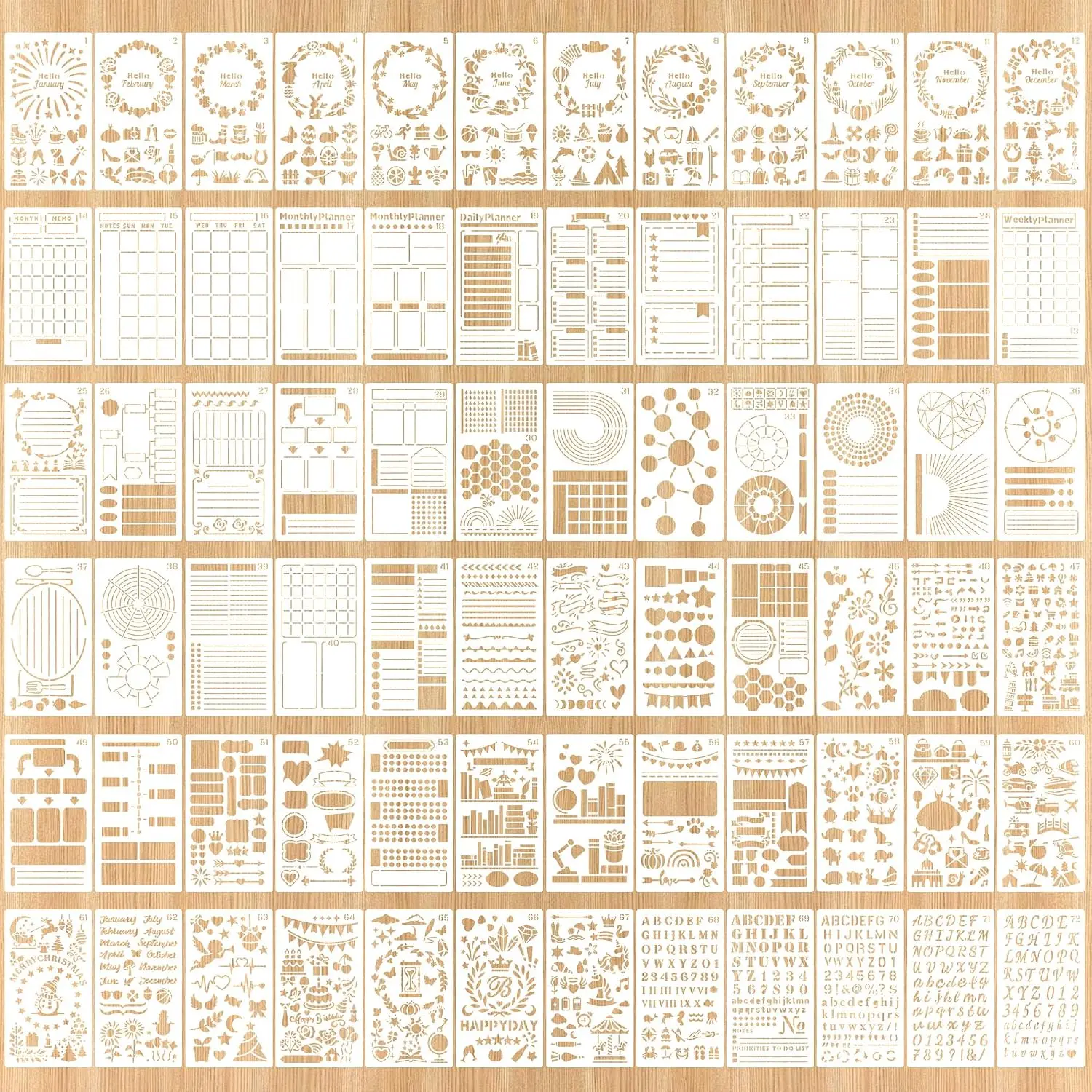 40 count Journal Stencils, Planner Stencils for Journal Supplies