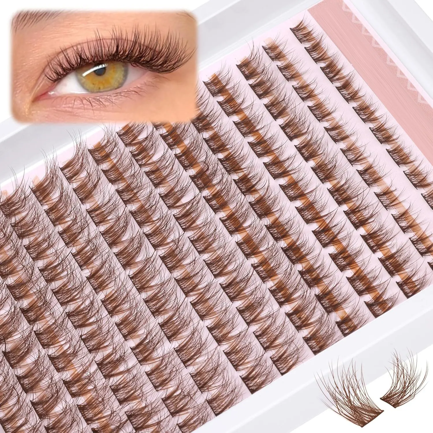 168 Pcs Natural Lash Clusters, Soft Comfortable Individual Eyelashes, Eyelash Extensions, Comic Style, Invisible Thread, D Curl, 8-16mm DIY Volume Lashes Clusters