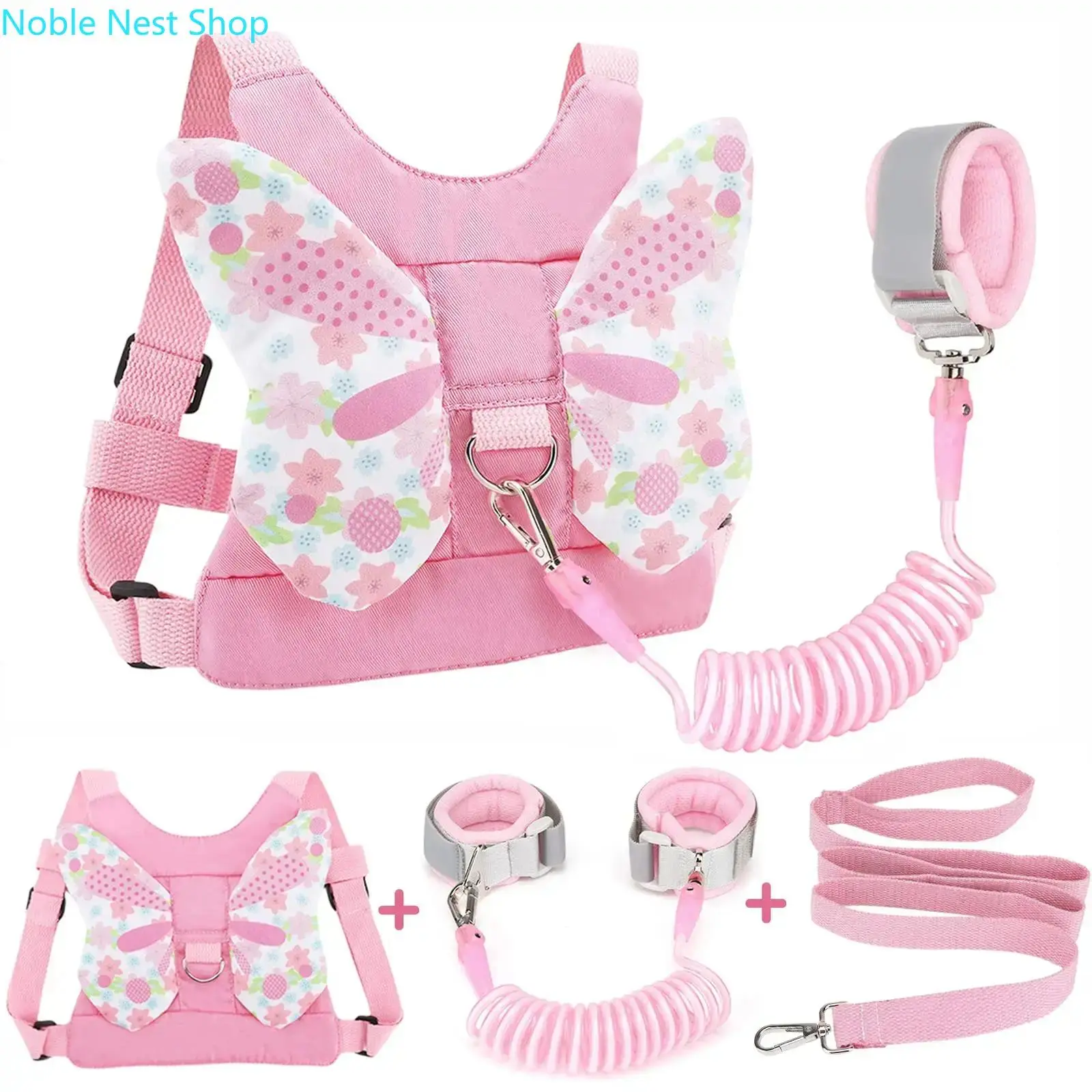 Floral Angel Wings Toddler Harness for Girls, 3-in-1 Safety Leash & Anti-Lost Nylon Wrist Link with Sponge Padding for Parks & Travel, Toddler Stuff For Girl, Airports, Museums, Upgraded Toddler Harness, Cute