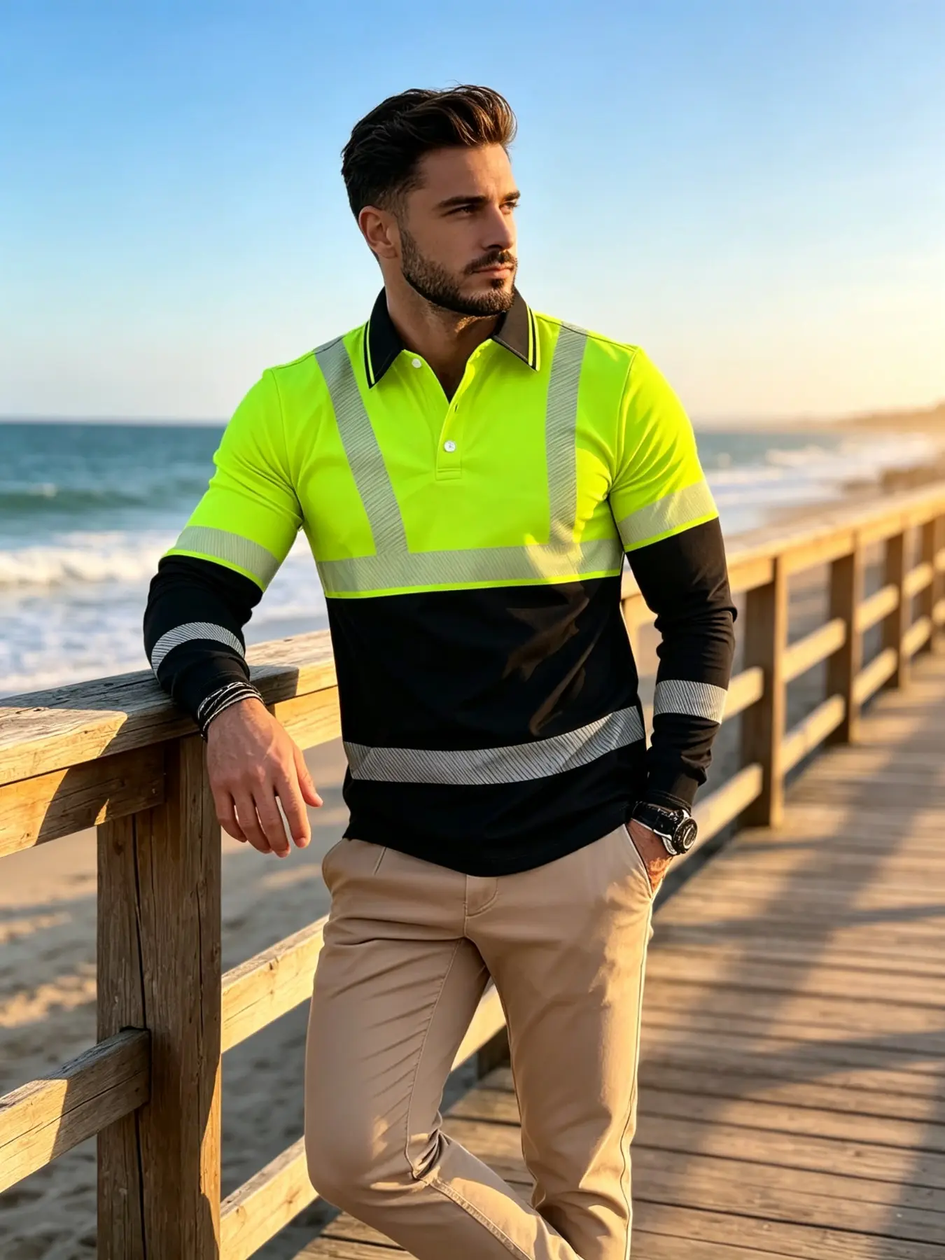 Men's Long Sleeve Safety Workwear Top, Comfortable & Durable Design, Ideal for Industrial Use, Perfect for Daily Wear & Protection