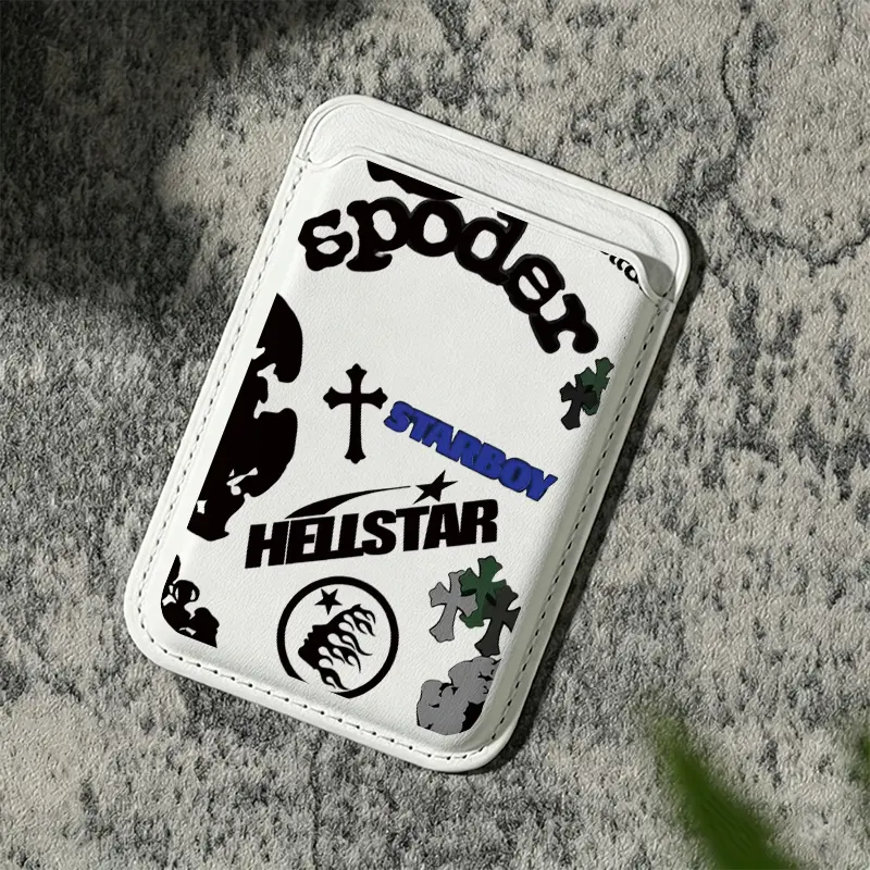 Vintage Cross Collage Patterned Silicone Phone Case with Strong Magnetic PU Leather Cover, 2-Card Slots, Free Ring Adapter, Shockproof, Anti-Drop, Dustproof, Waterproof, Multi-Model Accessory for iPhone 17/16/15/14/13/12 & Samsung/Google/Motorola Devices