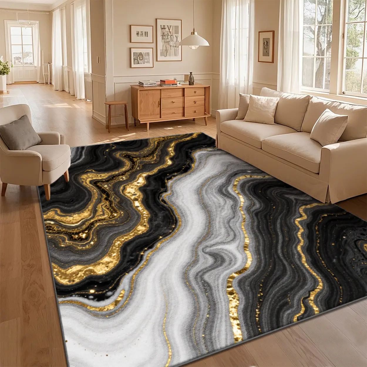 Local Delivery Multi Sizes Polyester Marble Fluid Ink Swirl Art Style For Living Room Bedroom Nursery Playroom Washable Non Slip Boho Farmhouse Runner Rug, Living Room Decor, Rugs For Living Room