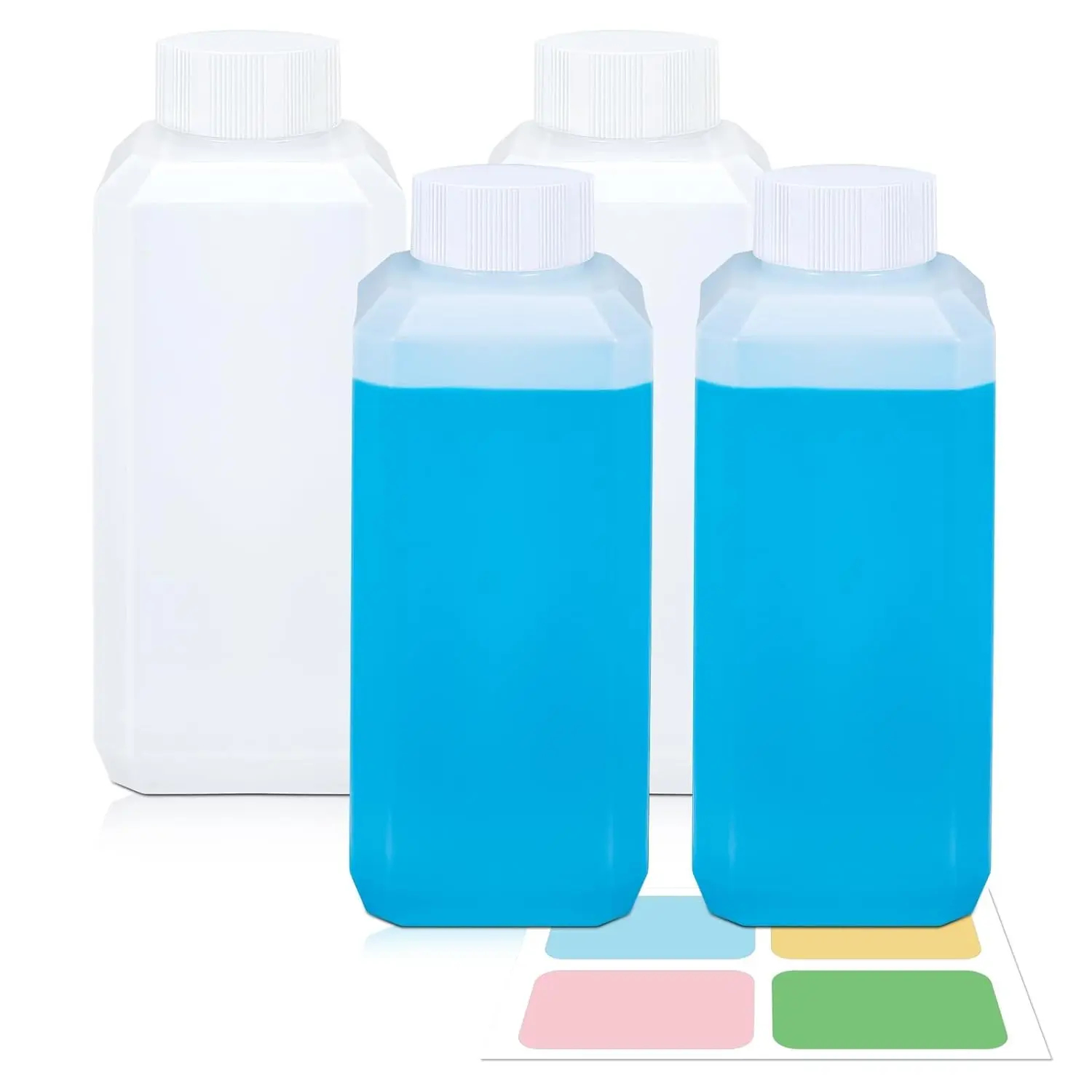 8oz Leak-Proof Plastic Bottles with Caps - Compact Laboratory Reagent Bottles, Reusable Small Pill Storage Containers for Travel (4-Pack Translucent)
