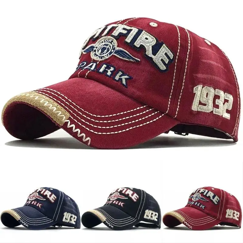 Baseball Cap with Spitfire Embroidery, Retro Cotton Adjustable Snapback Hat, All-Season Trendy Casual Outdoor Hat for Adults, Embroidery Trendy Hat