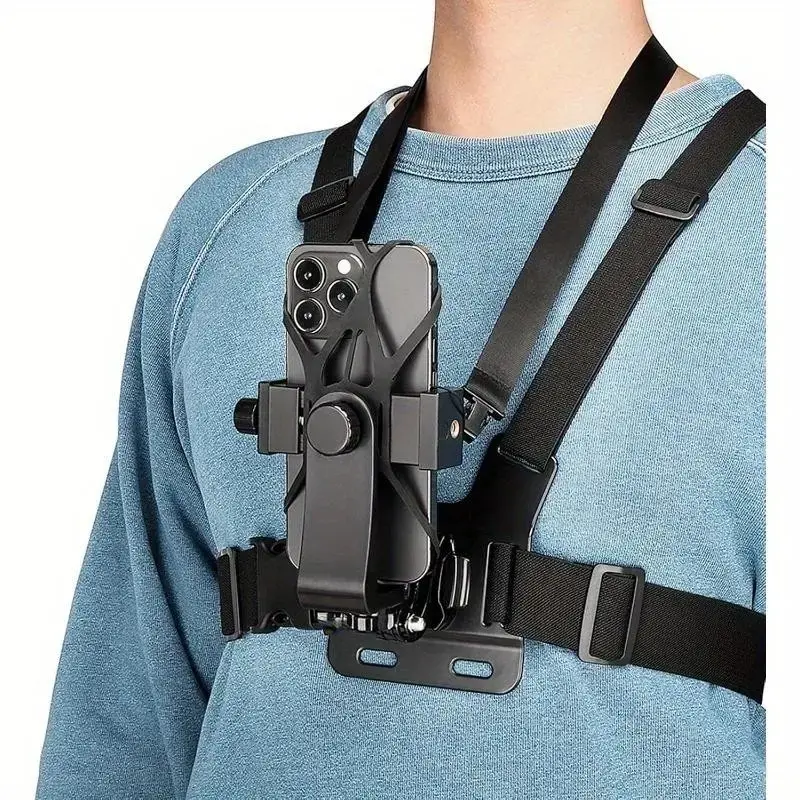 Universal adjustable chest strap, suitable for cycling, boating, compatible with iPhone, Samsung, GoPro, Insta360 and DJI sports cameras, suitable for POV/VLOG recording, Video recording gear, ABS material and camera accessories.