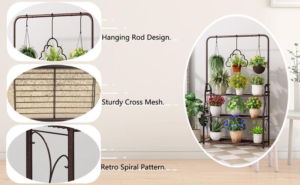 3 Tier Plant Stand Indoor Outdoor Tall Corner Hanging Plant Shelf Metal Flower Stands Ladder Plant Holder Deals For You Days