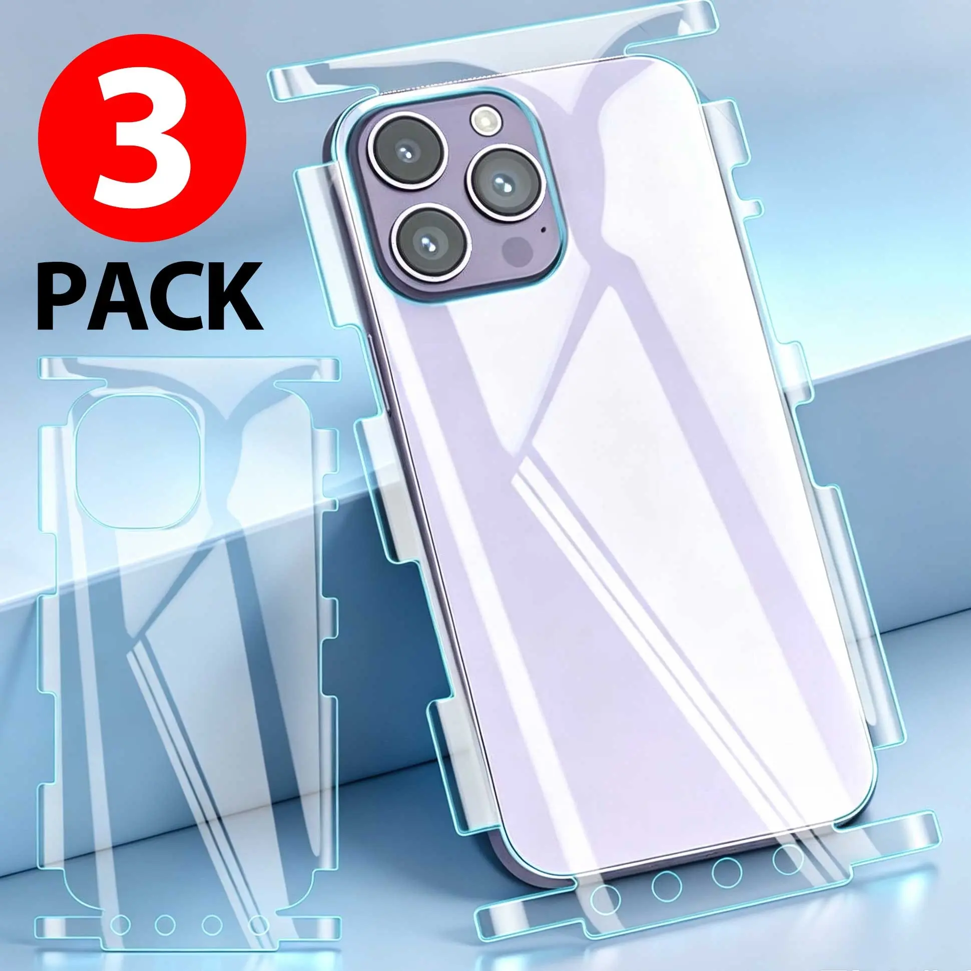 3 pcs Full Cover Back Hydrogel Film Compatible With iPhone 17/17 Pro Max/17 Pro/ Air/16/15/Plus/14/Pro Max/13/12 Pro Max Clear Protective Screen Protector Film Compatible With iPhone 17 Pro Max Stickers