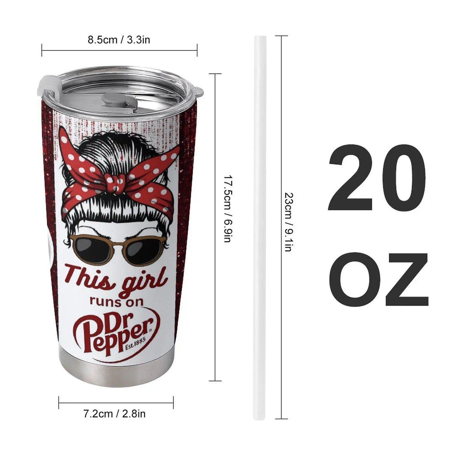 20oz Stainless Steel Insulated Water Bottle, 1 bottle, "This Girl Runs on Dr. Pepper" design, stainless steel insulated water bottle, stainless steel water jug, suitable for home, office, and school use. 20oz Stainless Steel Insulated Water Bottle, 1 bottle, "This Girl Runs on Dr. Pepper" design, stainless steel insulated water bottle, stainless steel water jug, suitable for home, office, and school use.