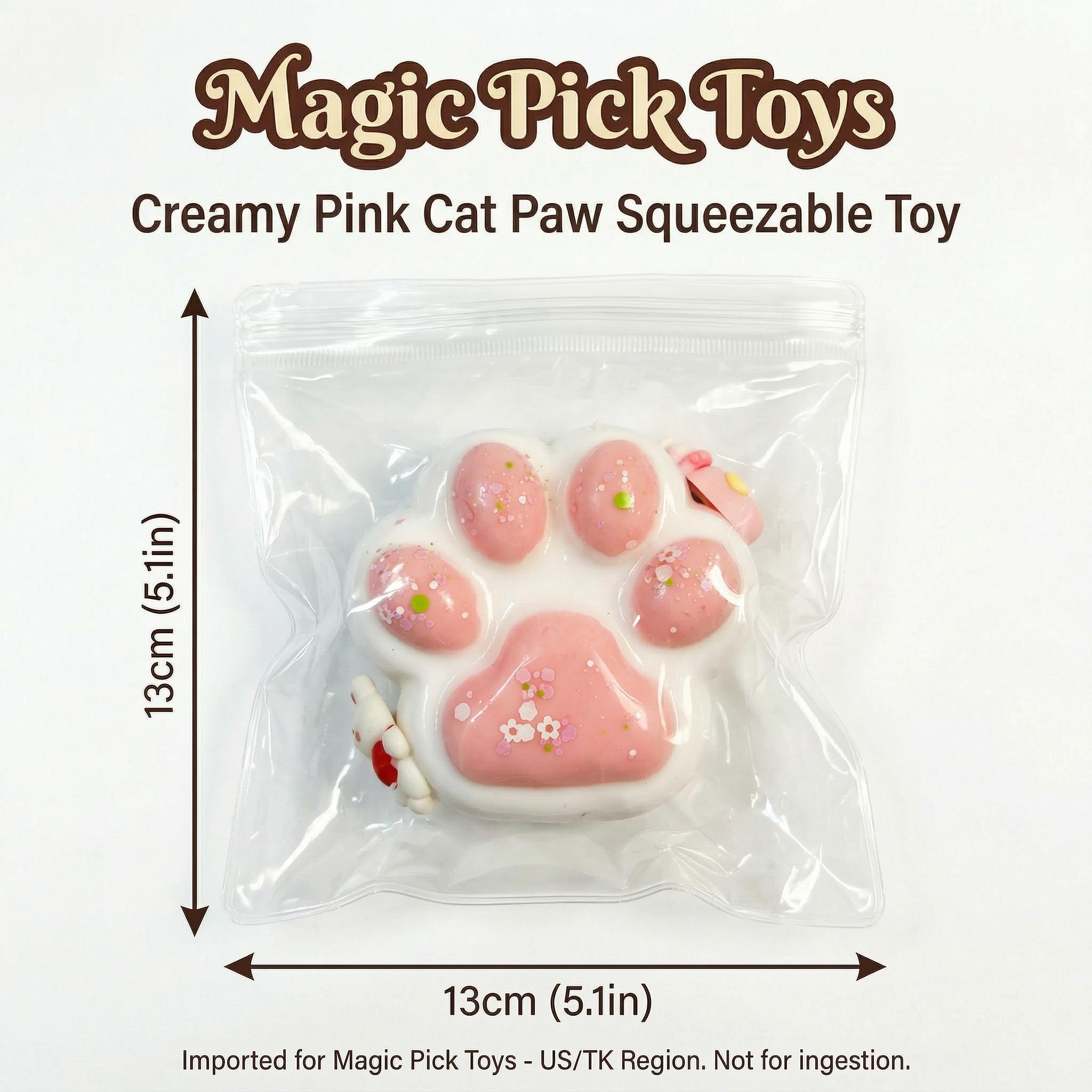 Final Sale | Creamy Pink Cat Paw Squishy - Food-Grade Silicone Slow-Rising Rebound Squishy Fidget Toys for Stress Relief - Soft Squeeze Toys with Thick Creamy Slime Texture, Handmade Non-Toxic Sensory Toys