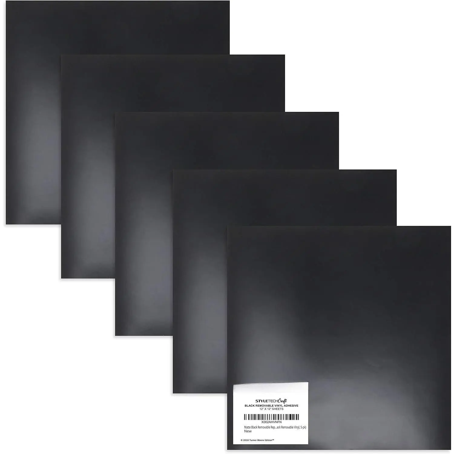 Black Removable Vinyl for Crafts, 12x12 Black Vinyl Adhesive Sheets for DIY, Maker, Joy,  Wall Stickers,  , Wall Vinyl, Temporary by  (Matte Black Vinyl, 5-Pack)