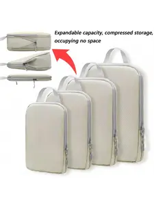 Compression Packing Cubes for Suitcases, Set of 4 Lightweight Travel Organizer Bags with Shoe Bag, Expandable Space-Saving Luggage Organizers for Clothes, Great Back-to-School Travel Accessory, Travel Organization Pouch, Travel Essentials