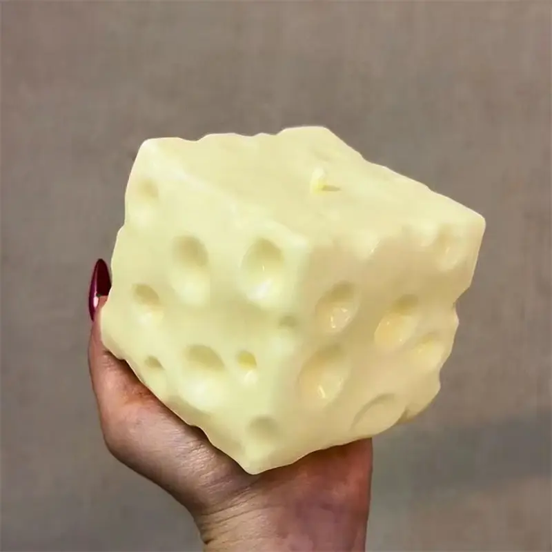 Jumbo Giant Cheese Cube Squishy Stress Ball, Large Shapeable Cheese Block Squeeze Toy, Non-Bounce ASMR Sensory Fidget Toy, Soft Anti-Anxiety Pressure Relief Toy for Kids Adults Holiday Festival Party Gift