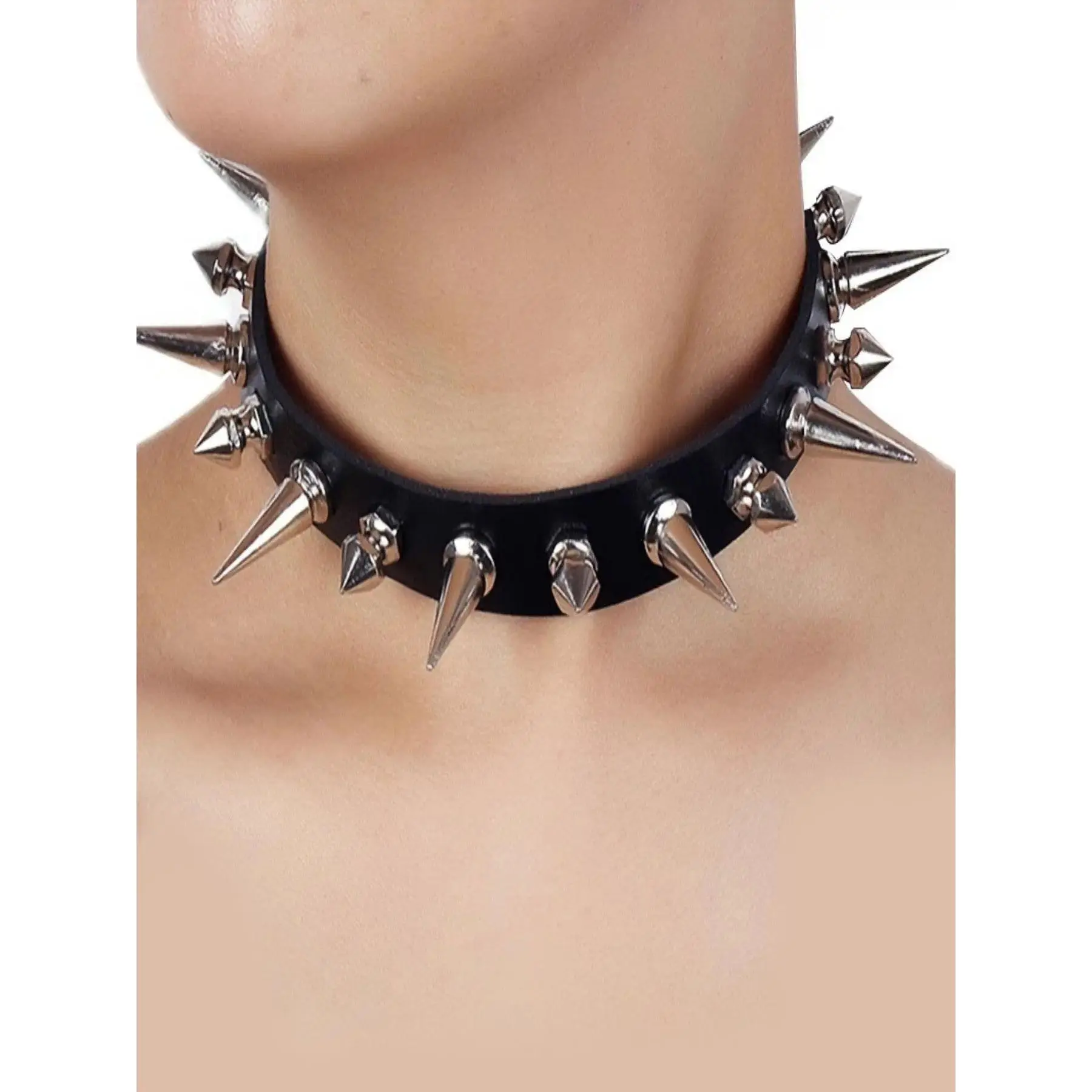 Punk Style Studded High-Quality PU Leather Choker - Casual Female/Male Fashion Costume Jewelry Necklace with Adjustable Strap, Ideal for Party & Daily Wear, Exquisite Birthday Gift Accessory