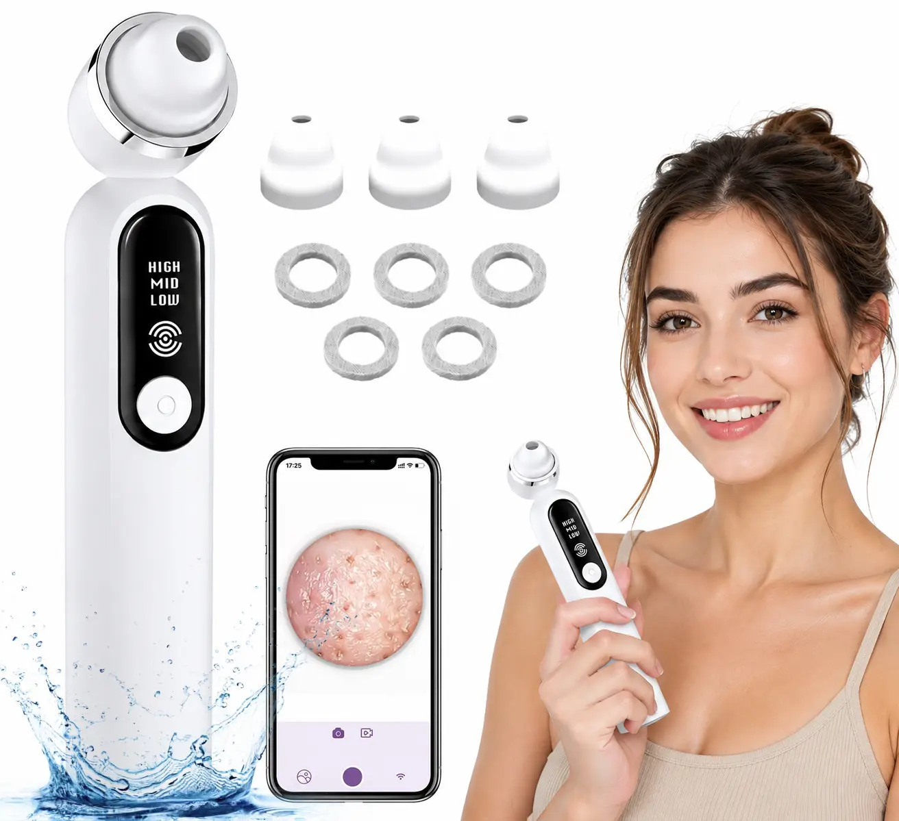 Cordless Visible Exfoliator Vacuum Cleaner - Facial Pore Cleanser with Camera, 3 Modes, USB Rechargeable Battery, Skin Scrubber for Daily Cleansing, All Genders Adults Cleansing Device Summer Gift, Face Scrubbers, Daily Use, One Device