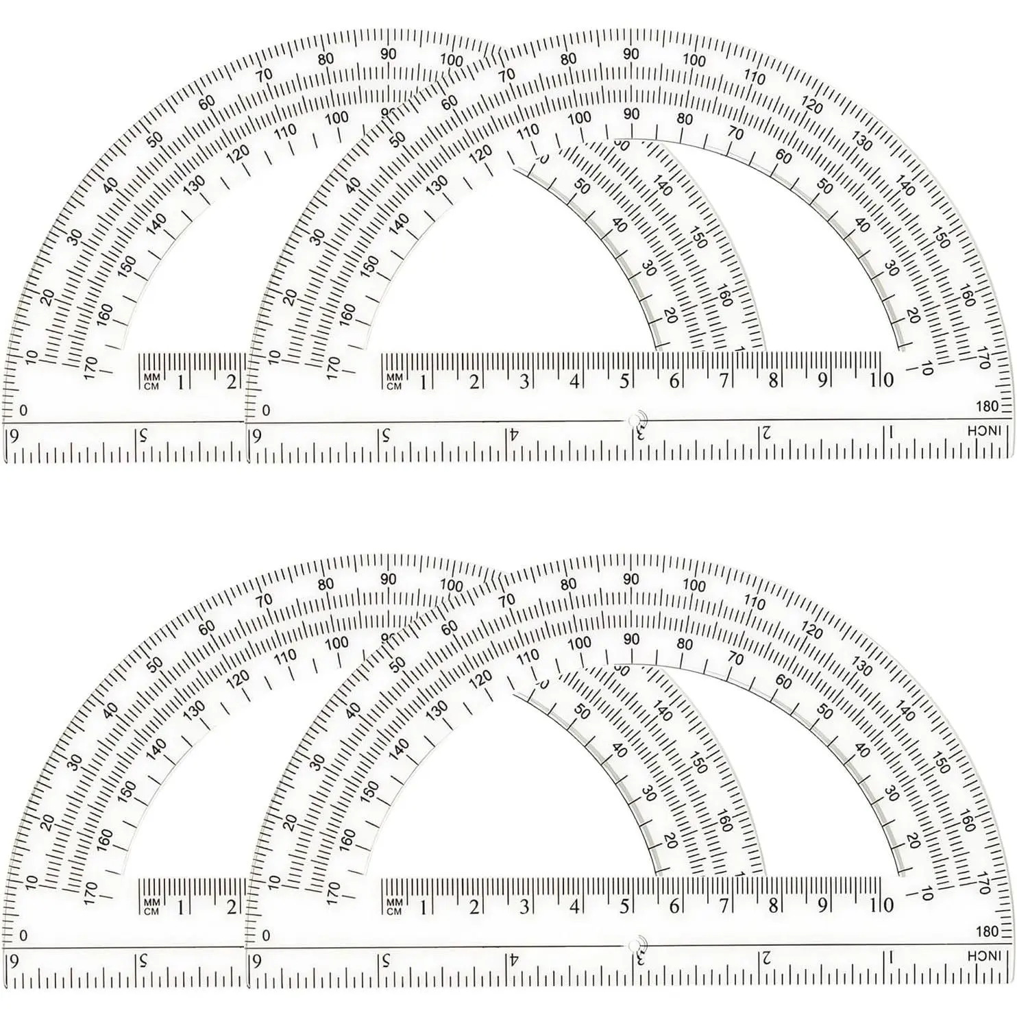Plastic Protractor,4 Pack Math Protractors Clear 180 Degrees,Transparent Protractor for Geometry(6 Inch)