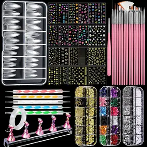 Nail Art Brushes, Nail Art Kit with Nail Art Brush, Dotting Tools, Nail Rhinestones Pearls, Nail Charms and Gems, Nail Stickers for Women Decals, Nail Stand for Press on, Nail Design Kitsfidget toys