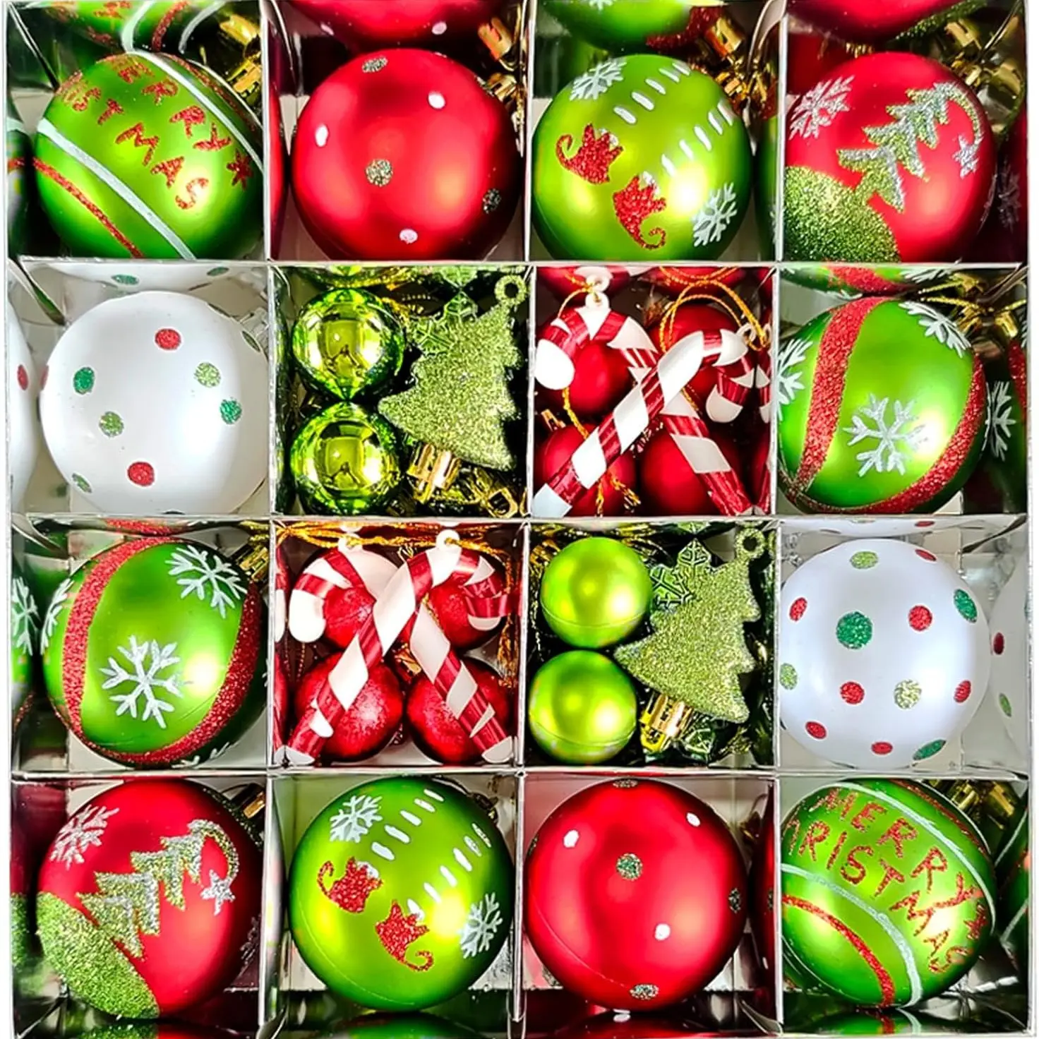 46-Piece Christmas Decoration Set, Tree Ornaments, Holiday Wreath Decor, Indoor Outdoor Festival Decor, Christmas Party Supplies, Bulk Christmas Ornaments
