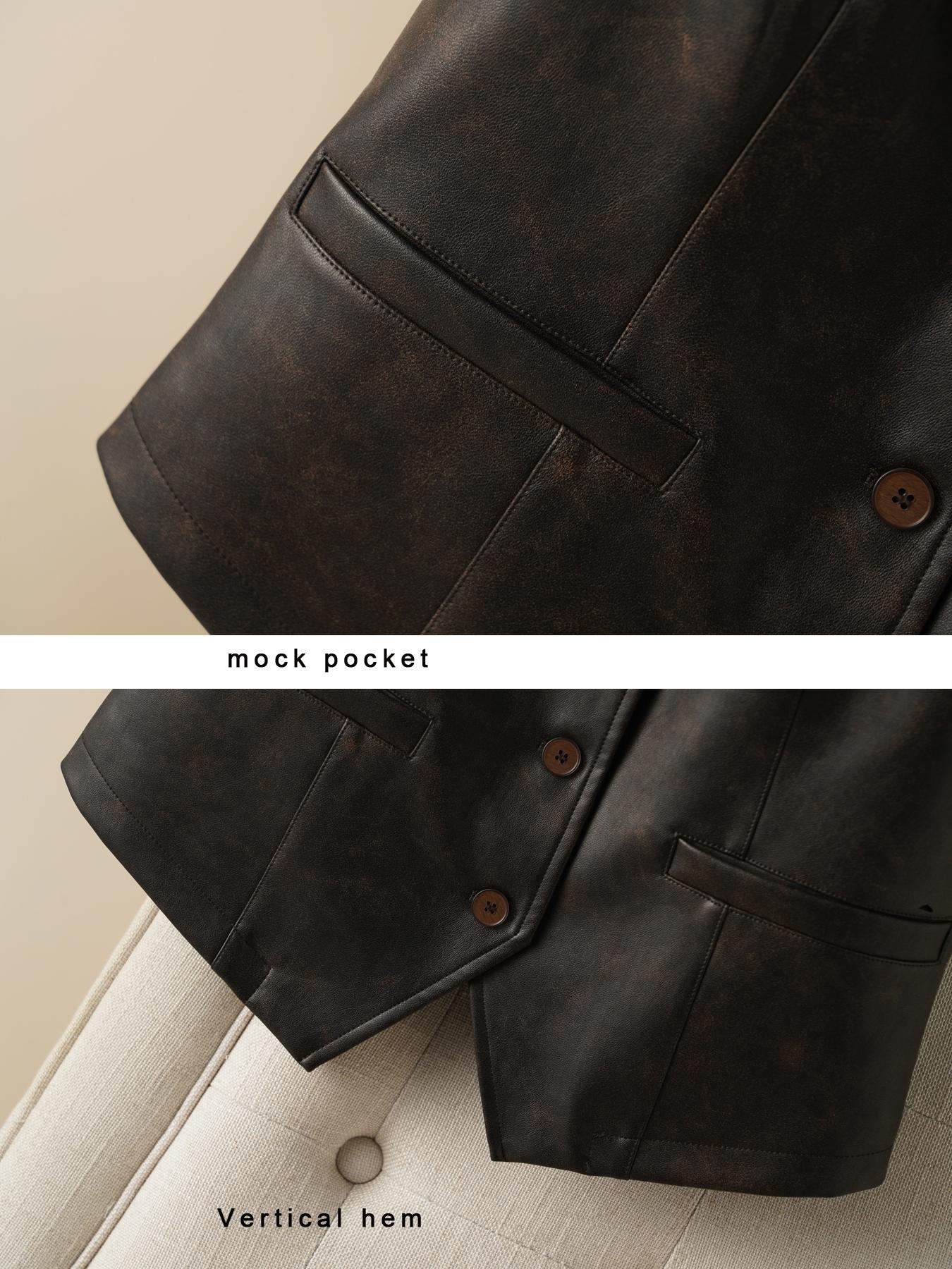 Women's PU Leather Vest Top, Single Button Front, Sleeveless V Neck, Casual Fitted Style, Spring & Fall Fashion, Moderate Fabric Thickness, Casual Comfy Vests