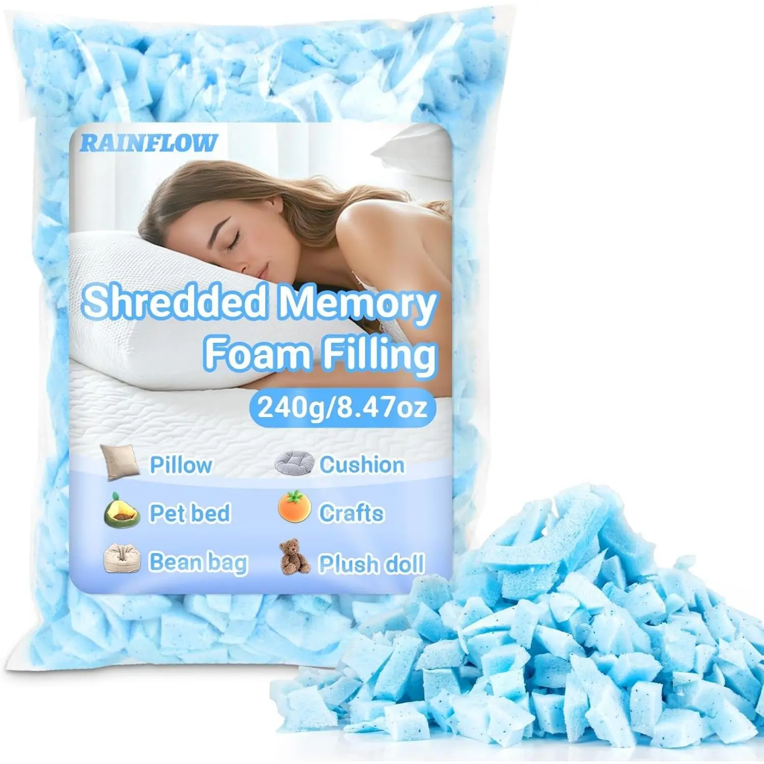 Shredded Memory Foam Soft Filling (6.35oz) - Bean Bag, Pillow, Couch Cushions, Dog Bed & Arts Crafts Stuffing