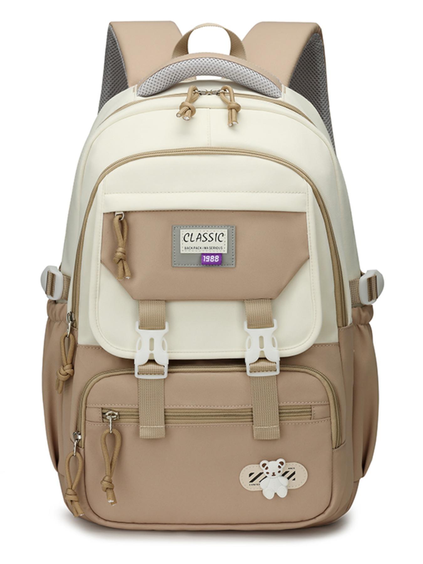 Colorblock Large Capacity Backpack, Casual Minimalist School Backpack for Women & Men, Fashionable Backpack for Daily Use for Boys & Girls