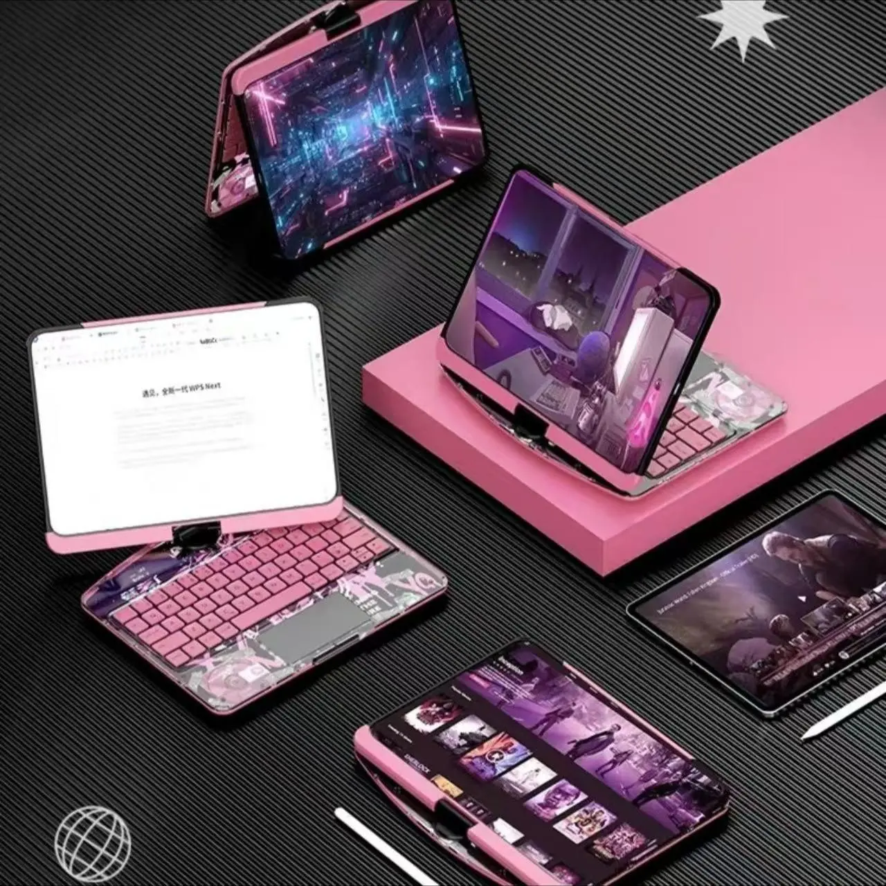 New 360 Degree Rotating iPad Keyboard Case, Y2K Transparent Acrylic Shell, Tablet Accessories, Protective Cover for iPad, iPad Covers, iPad Cover with Keyboard