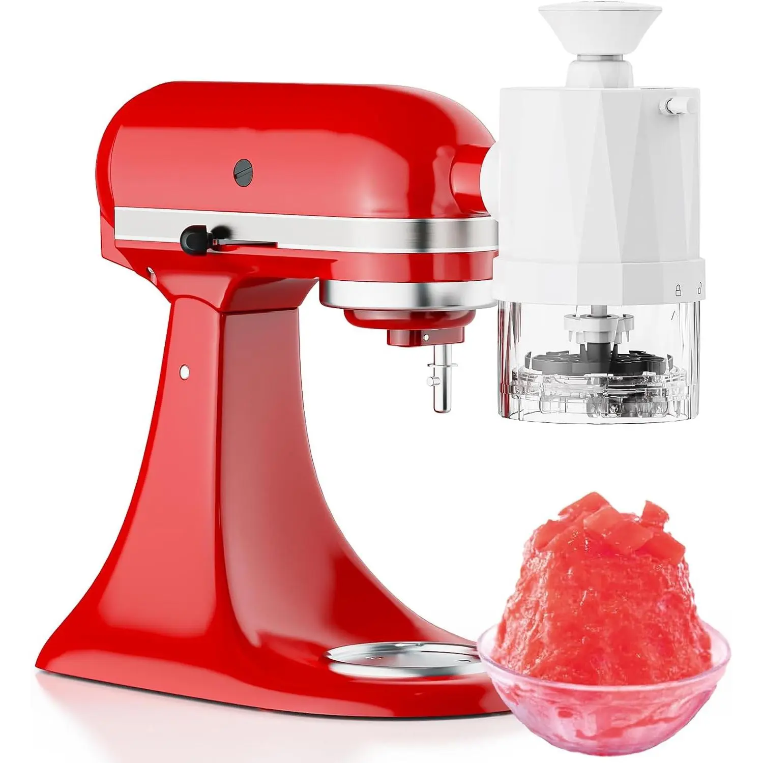 Shave Ice Attachment for Kitchenaid Stand Mixer, Shaved Ice Machine for Kitchen aid with Coarse and Fine Blades, 8 Ice Cube Molds, Snow Cone Maker