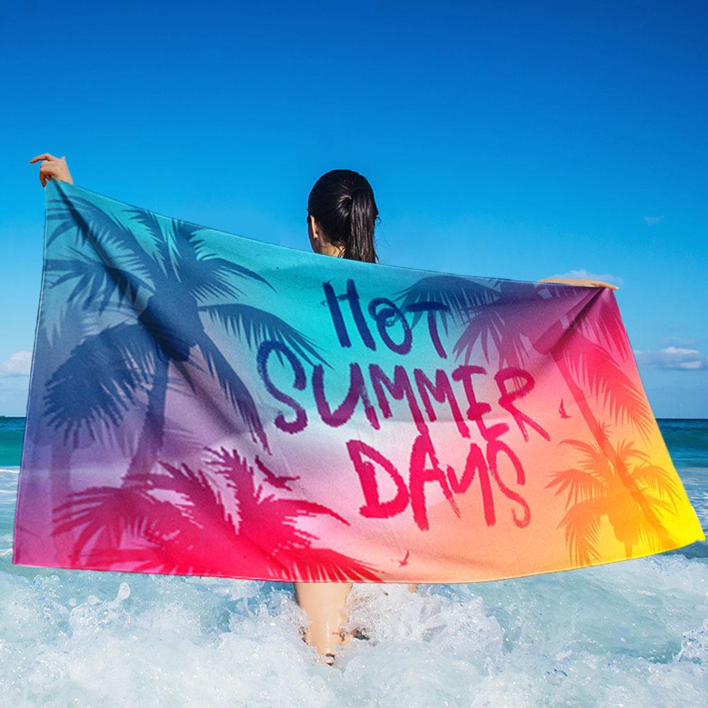 Quick-drying printed beach towel Adult microfiber seaside sunscreen absorbent towel Outdoor swimming bath towel