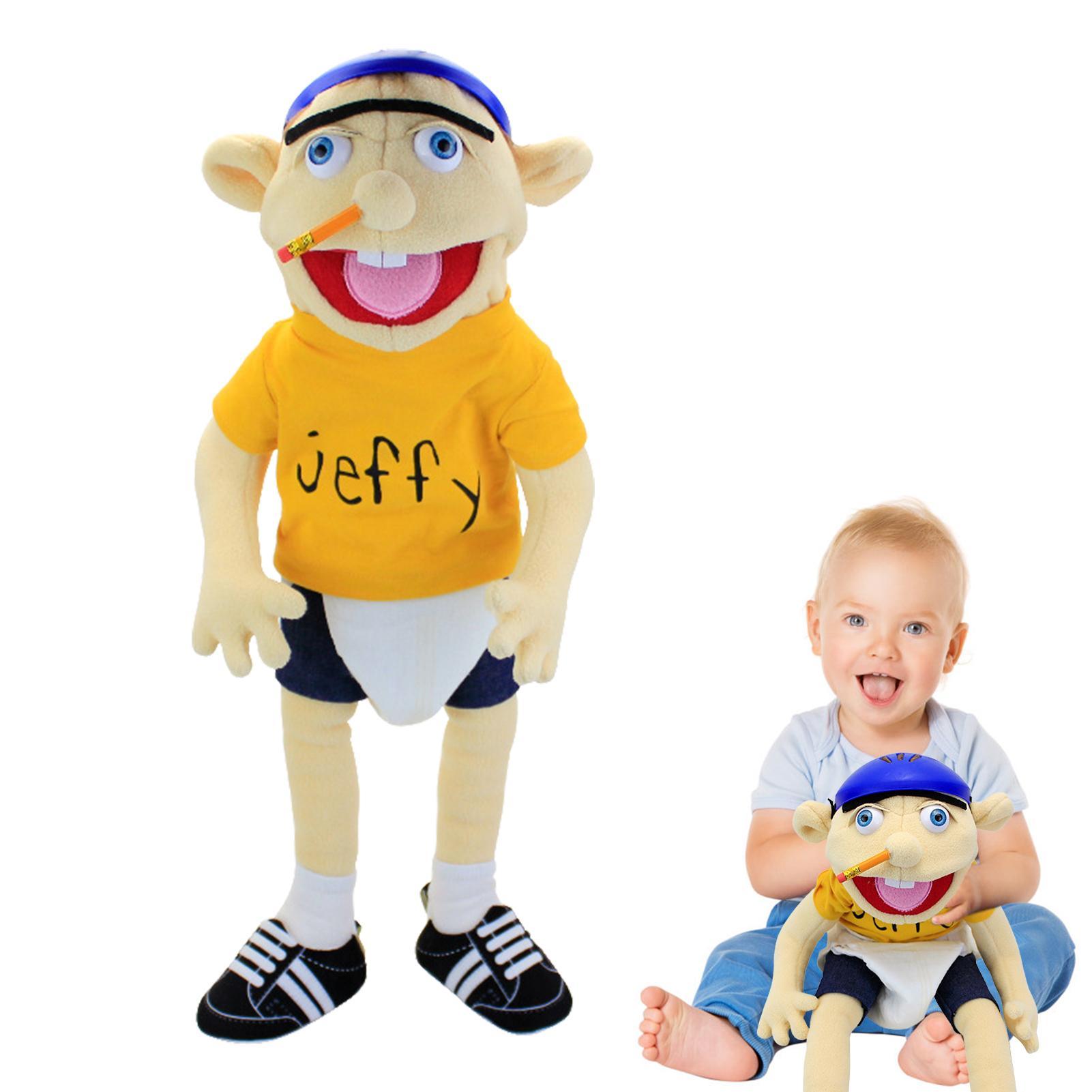Jeffy Hand Puppet Cartoon Plushie Toy Stuffed Doll Soft Figurine Sleeping Pillow Educational Playhouse Kids Children Baby Gift