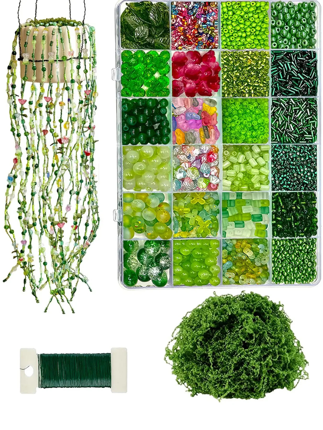 1300/2200pcs Beads Kit for DIY Beaded Plants, Craft Supplies with Wire, Ideal for Jewelry & Crafts, Perfect for Creative Projects