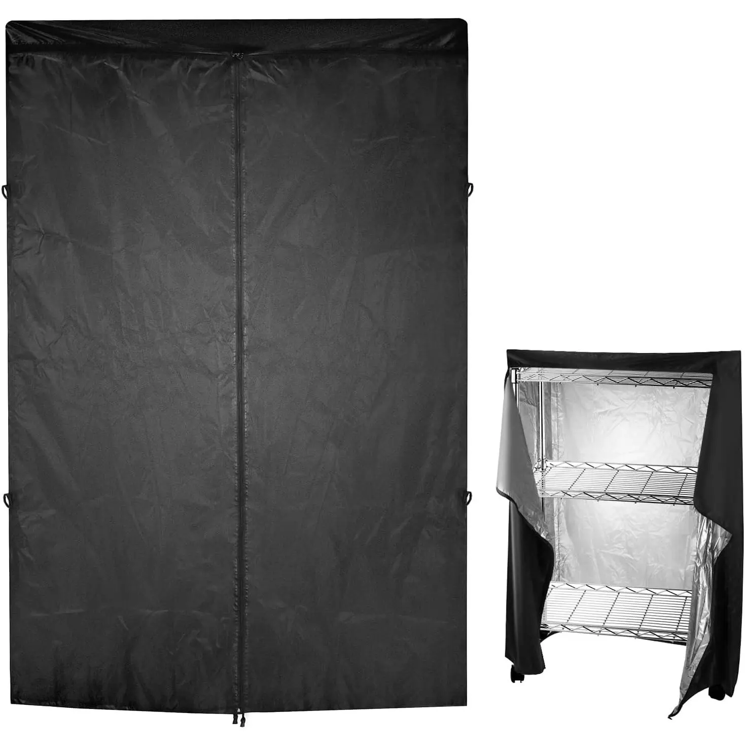 High Density / Storage Shelf Cover, Fits Racks 48"L x 18"D x 72"H - 1 Pack (Black)