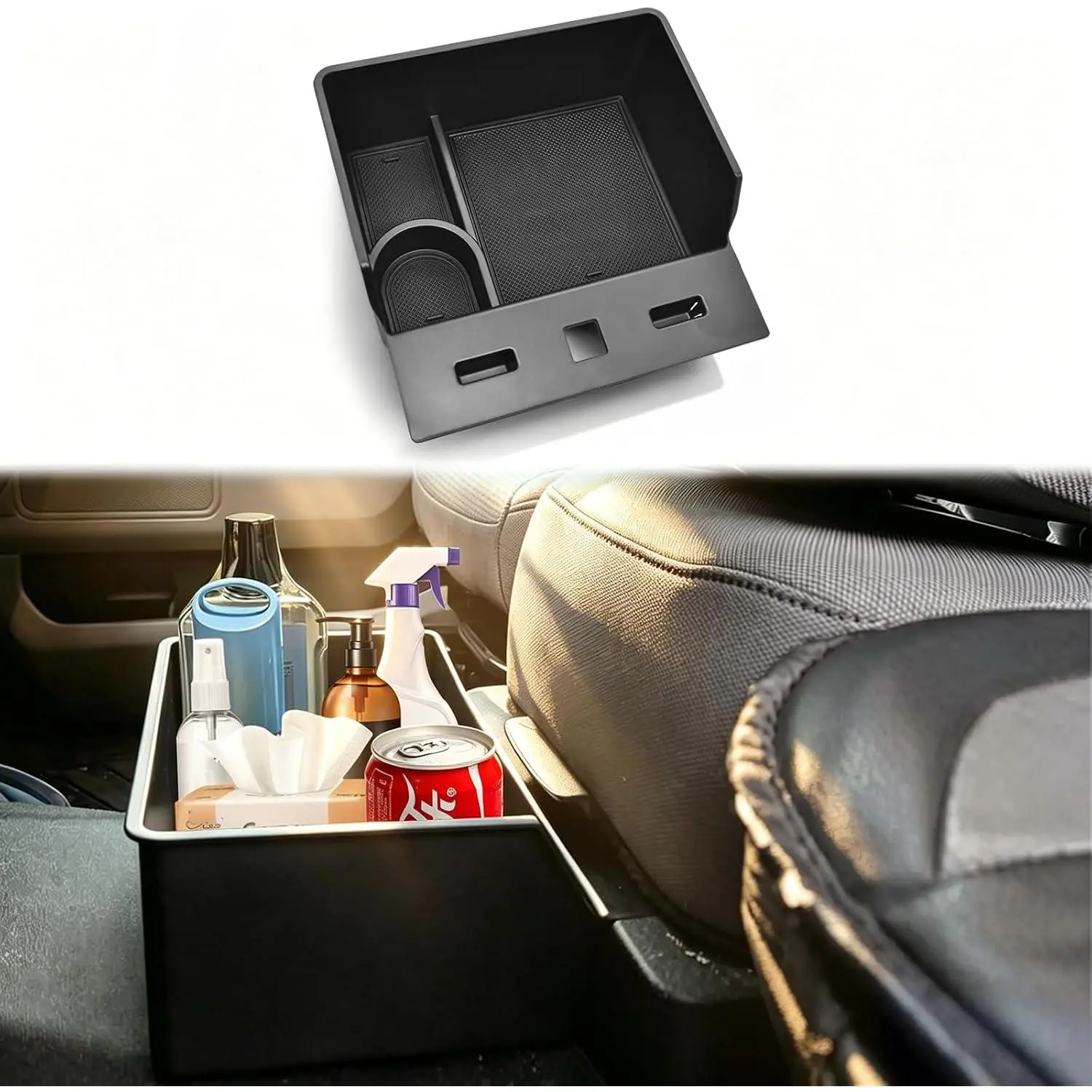 Underseat Storage Organizer for 2015-2026 F150 & 2017-2026 F250 F350 F450 | For 40/20/40 Jump Seat  - OEM  Cup Holder HC3Z-2813562-AB, Durable Underseat Interior Storage Organizer