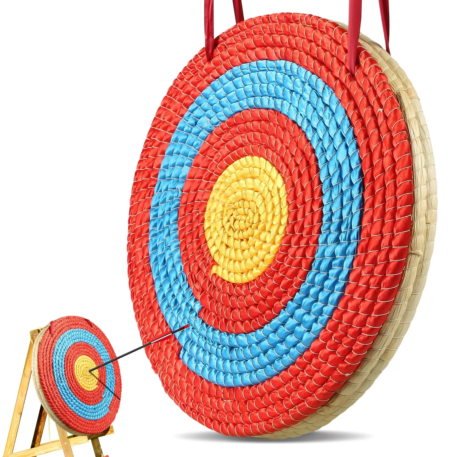 【DealsForYouDays】VEVOR Archery Target, 3 Layers 20" Arrow Target, Traditional Solid Straw Round Archery Target Shooting Bow, Hand-Made Arrows Target, Coloured Rope Target for Backyard Outdoor Hunting Shooting Practice