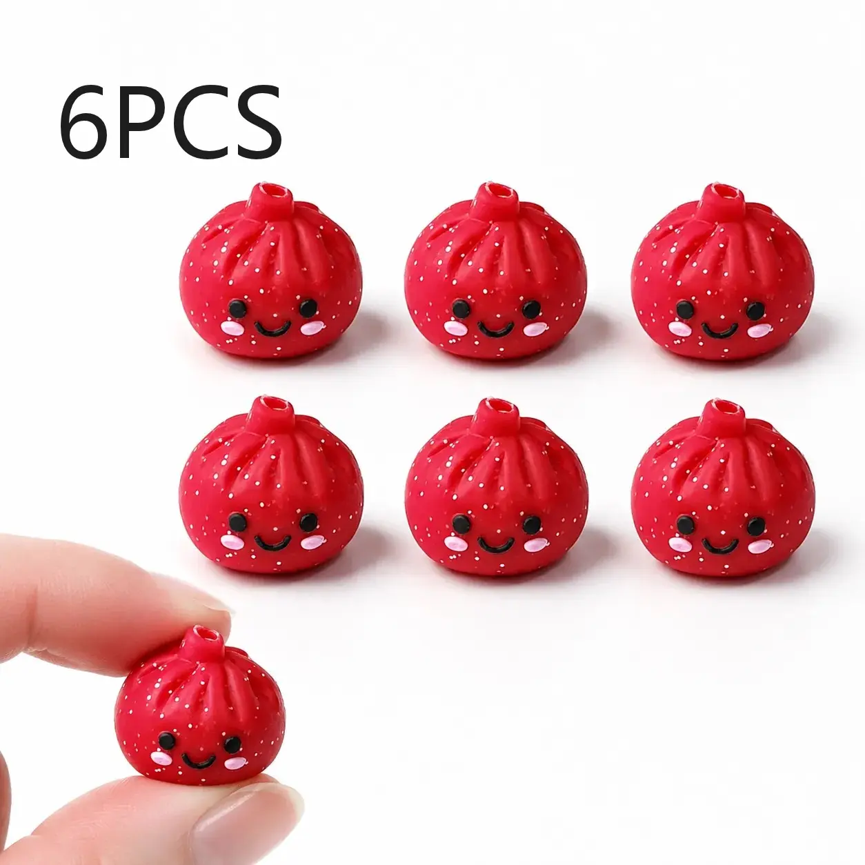 6 Glitter Dumpling Shape Silicone Beads, Ideal for Pen Charms and Jewelry Making, DIY Necklace and Bracelet Crafting Supplies